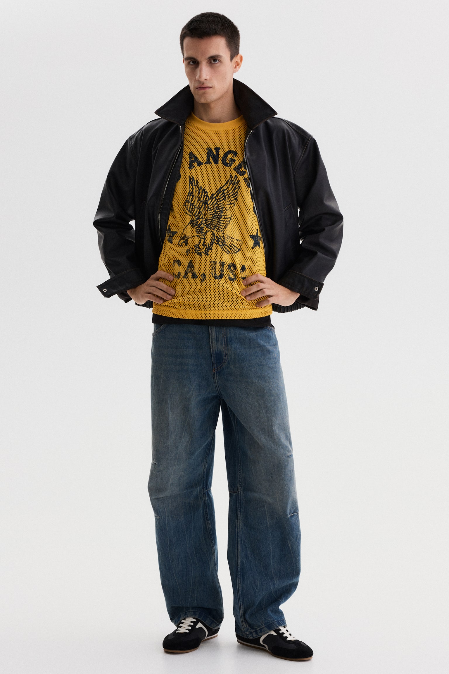 Oversized Fit Printed mesh t-shirt - Yellow/Los Angeles/Dark teal/22/Black/West Coast - 5