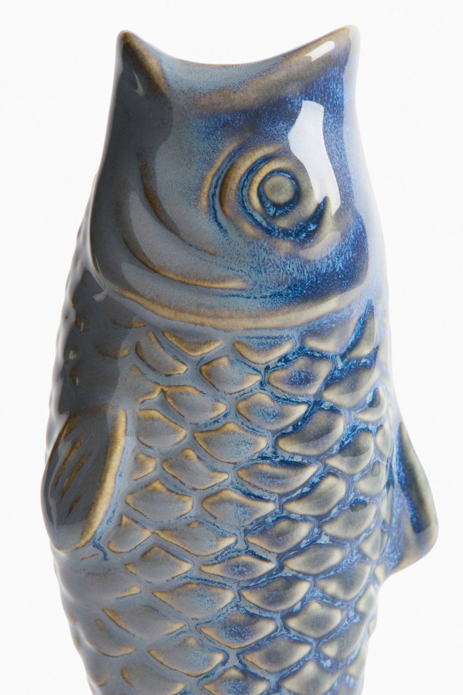 Stoneware candlestick - Blue/Light beige - 4