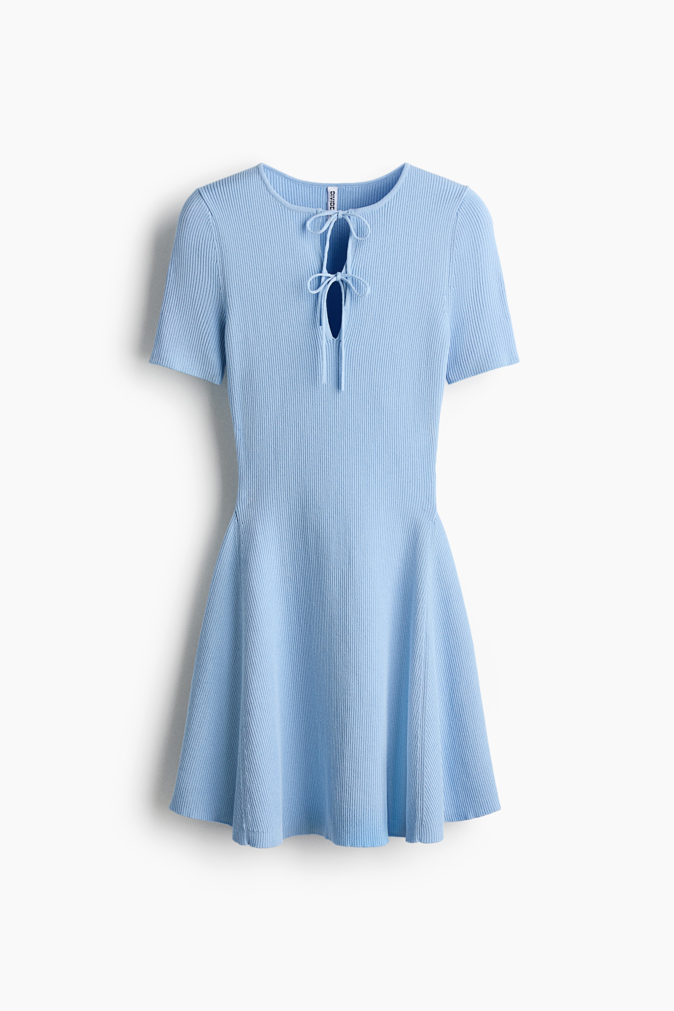 Rib-knit mini dress - Light blue/Pink