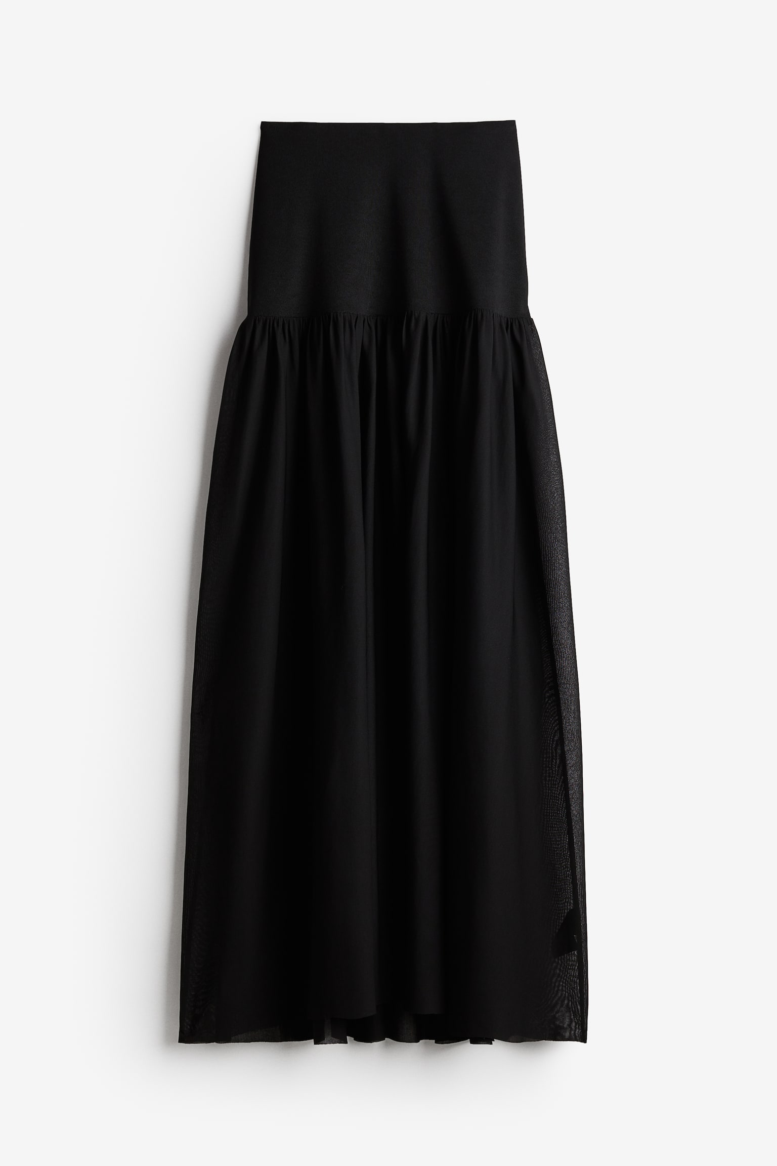 Long Jersey Skirt - Black - 2