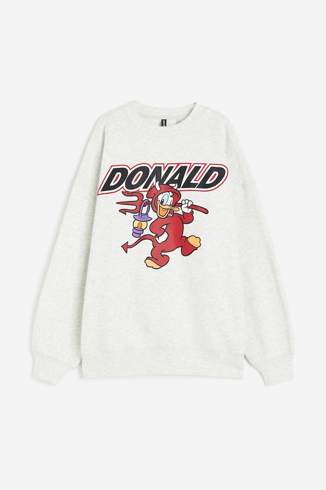 Oversized Sweatshirt mit Printmotiv - Hellgraumeliert/Donald Duck - 1