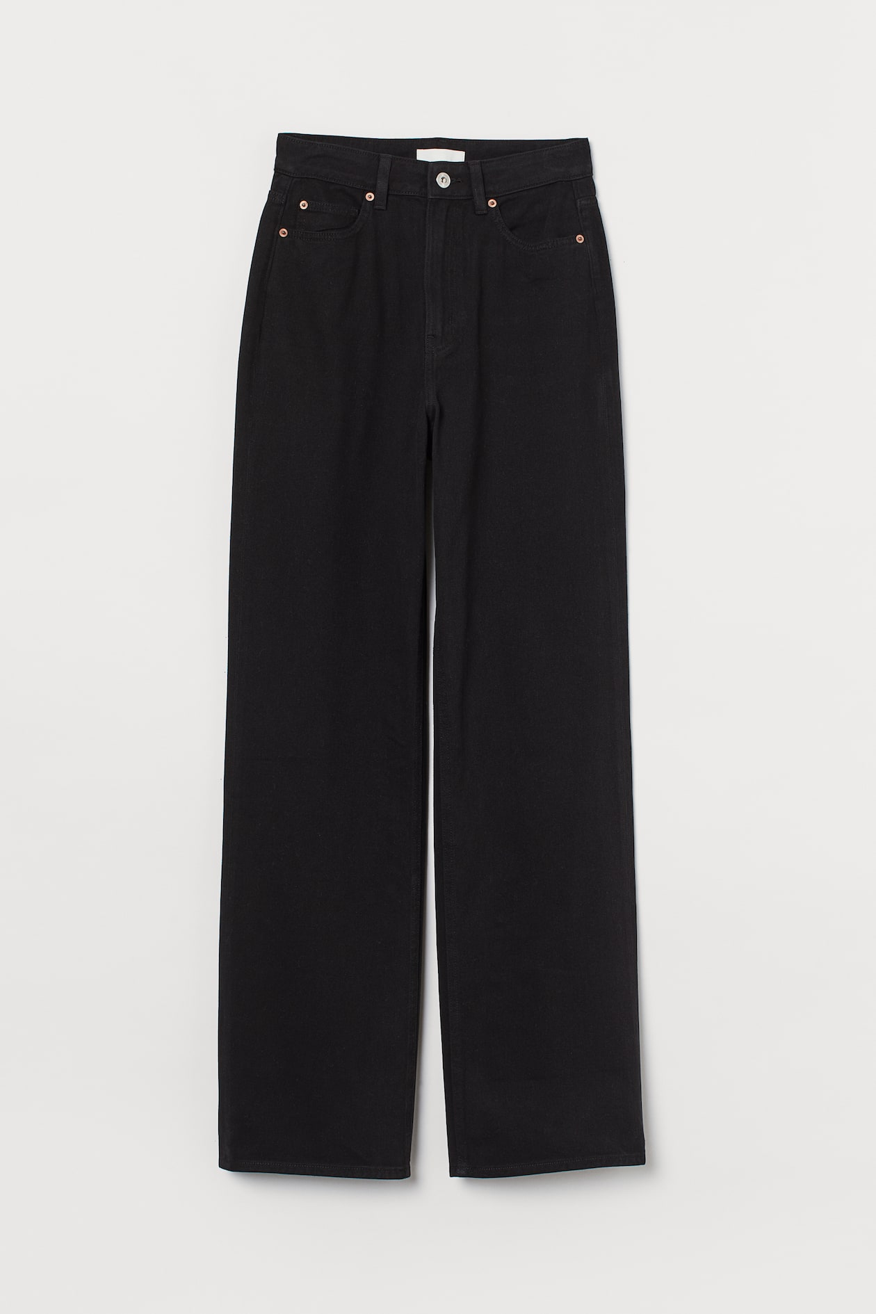 Wide twill trousers - High waist - Long - Black - Ladies | H&M GB