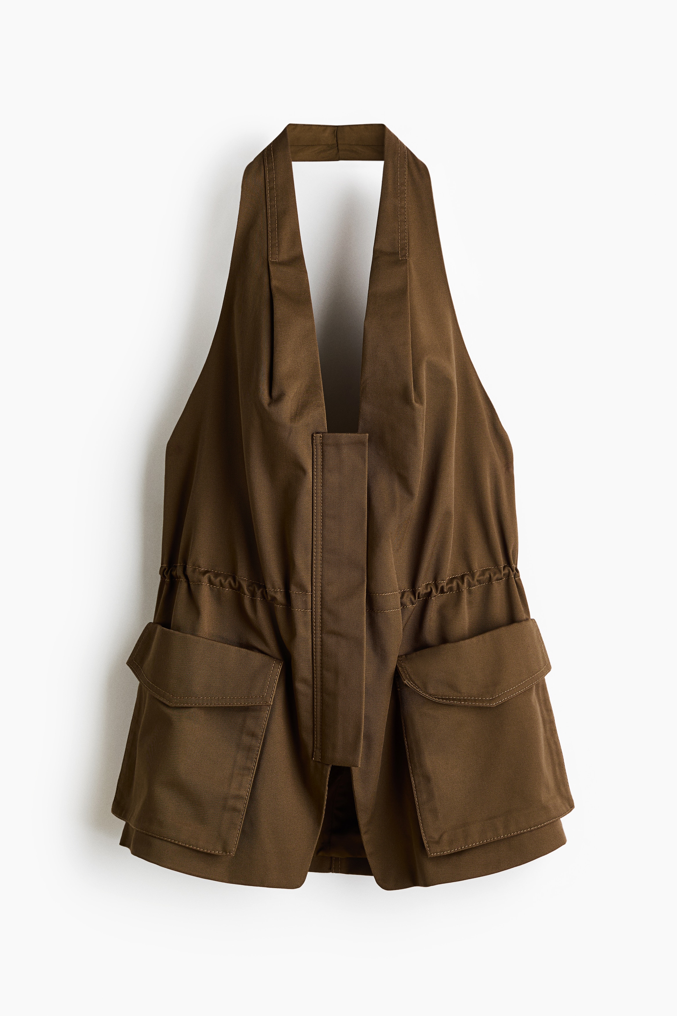 Top halterneck in twill - Marrone kaki