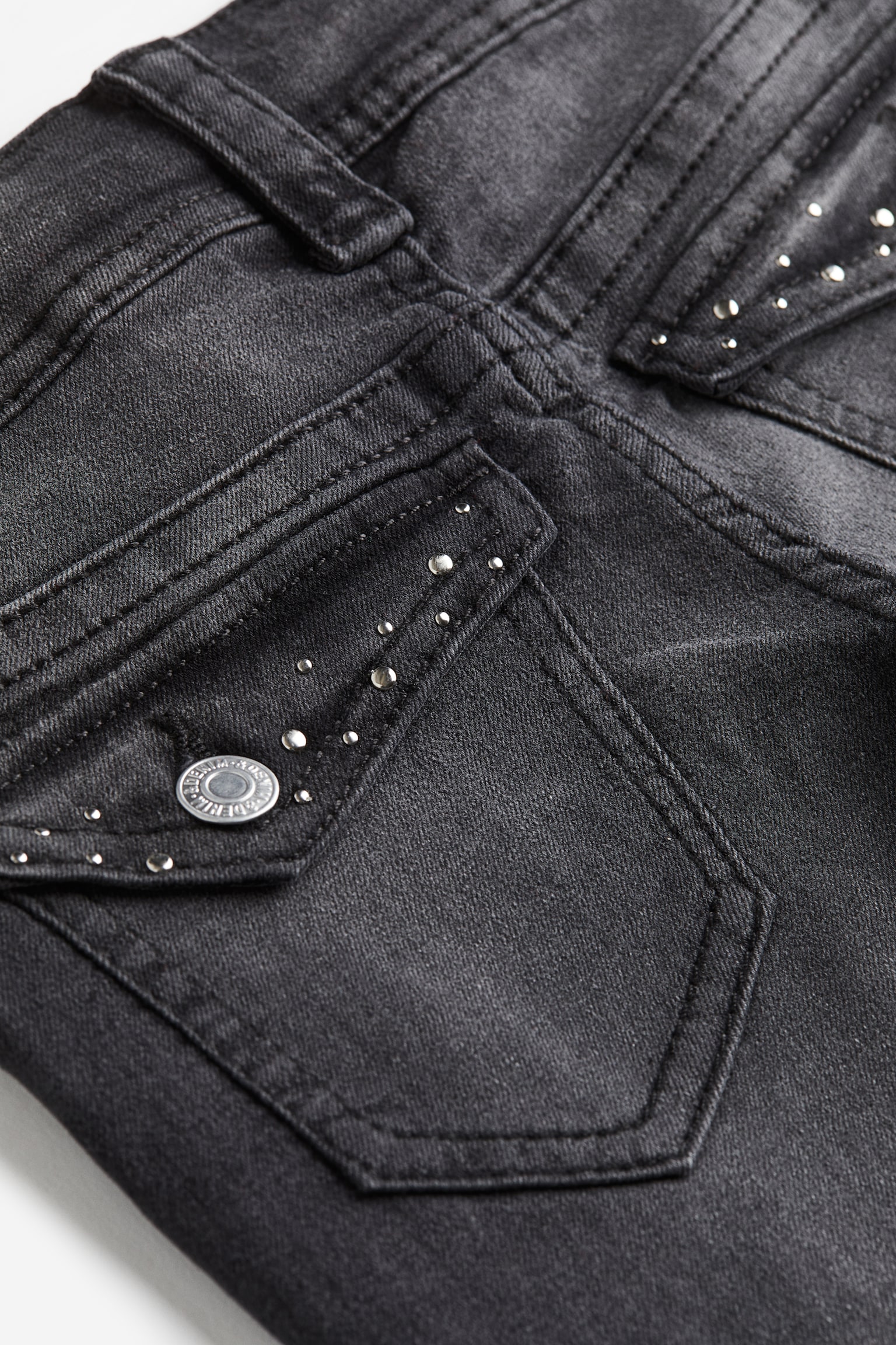 Flared Leg Low Jeans - Dark grey/Studs - 3