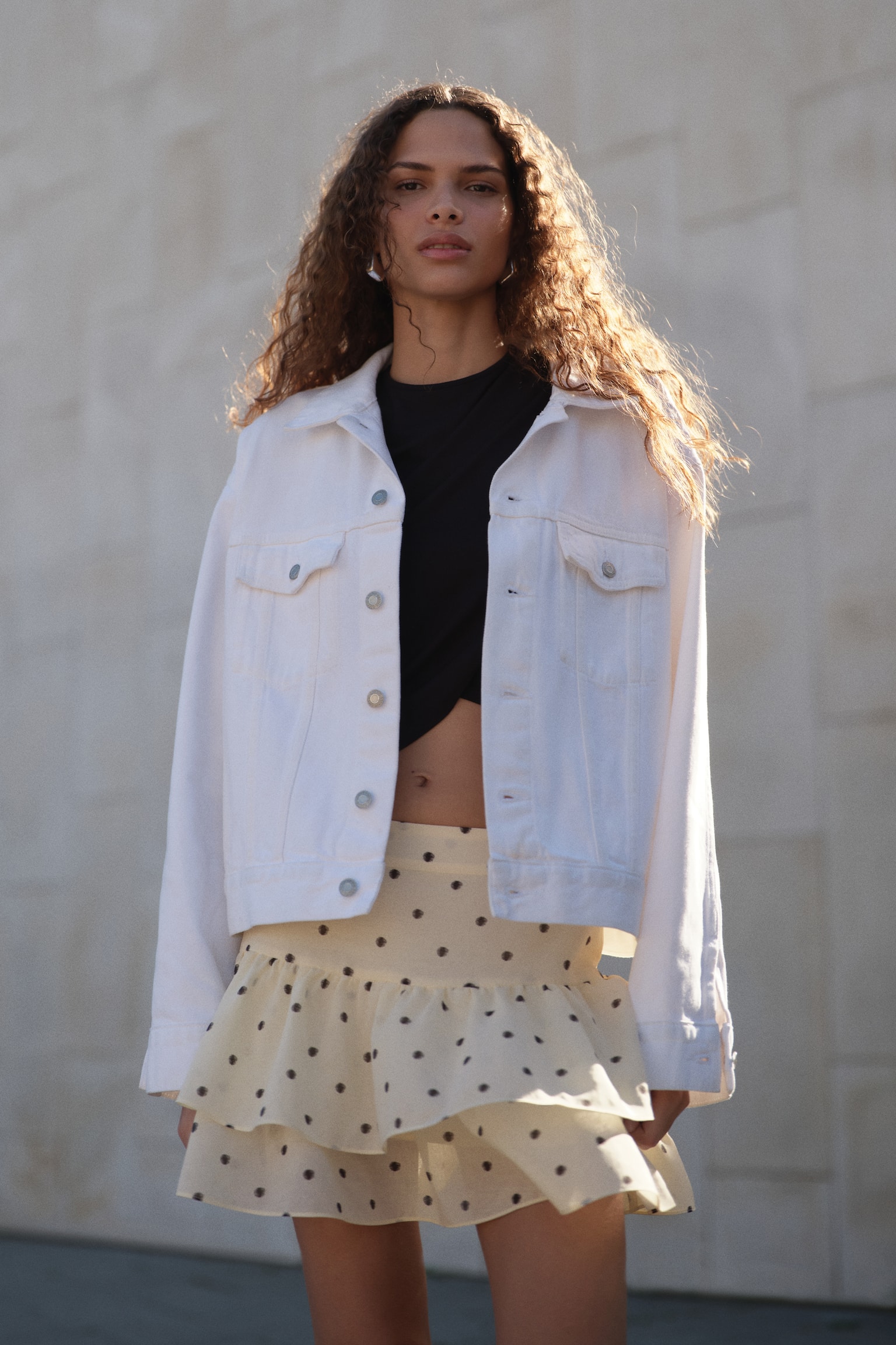 Tiered skirt - Light yellow/Spotted - 5