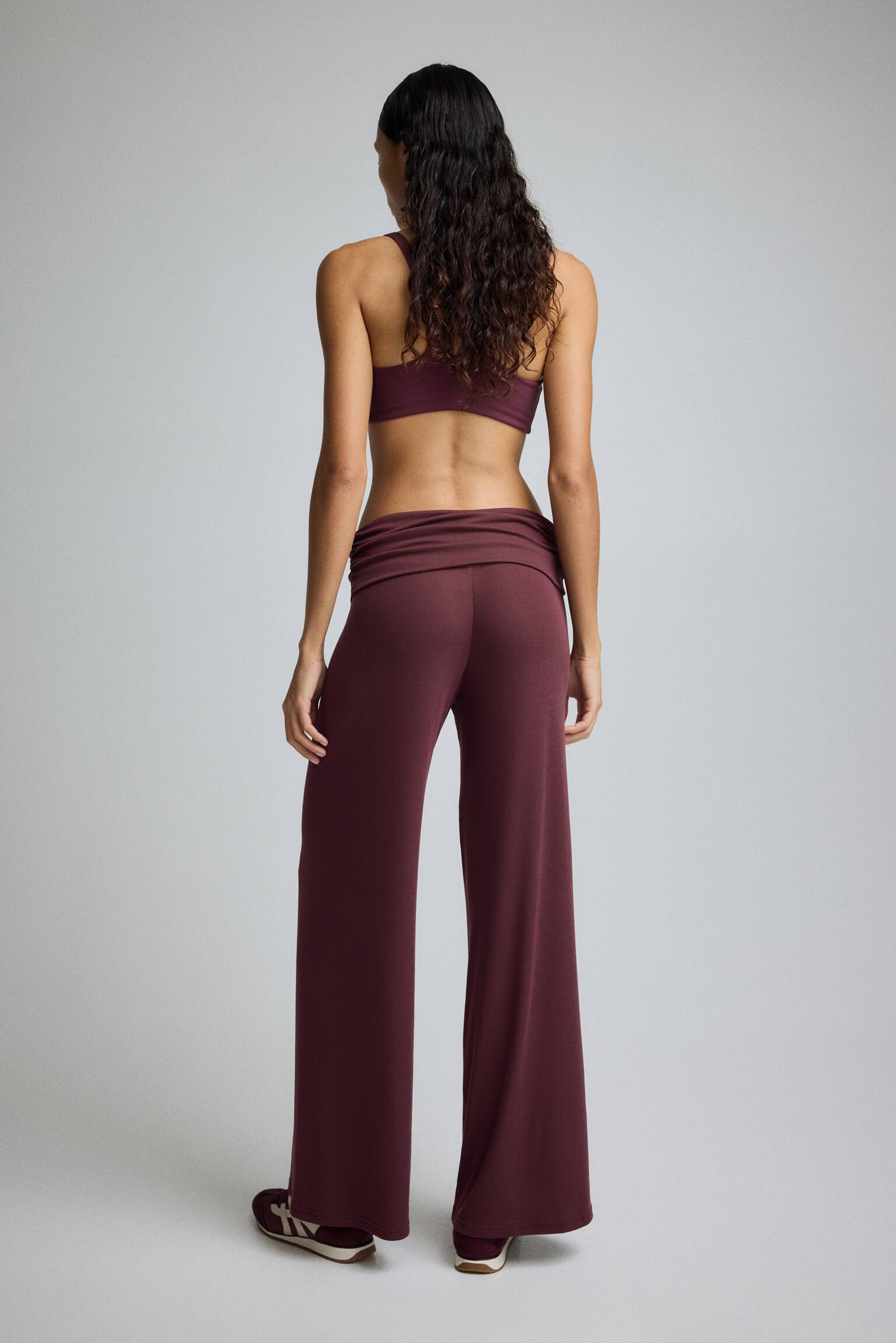 Pantaloni sportivi con vita risvoltabile - Bordeaux chiaro/Grigio mélange - 3