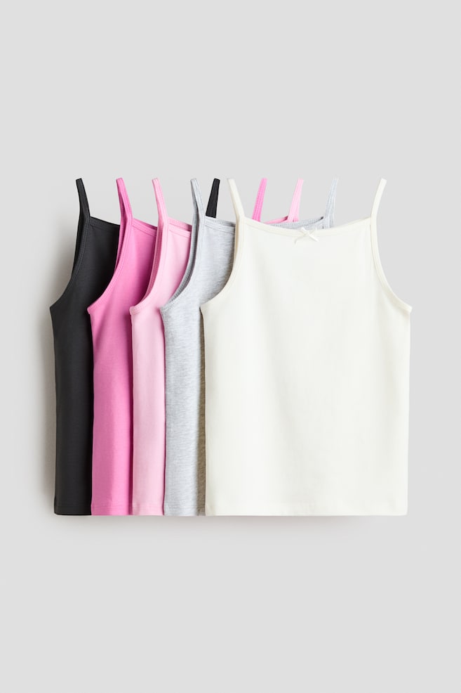 5-Pack Jersey Tank Tops - Pink/cream/dark gray/Light purple/blue/Light purple/white - 1