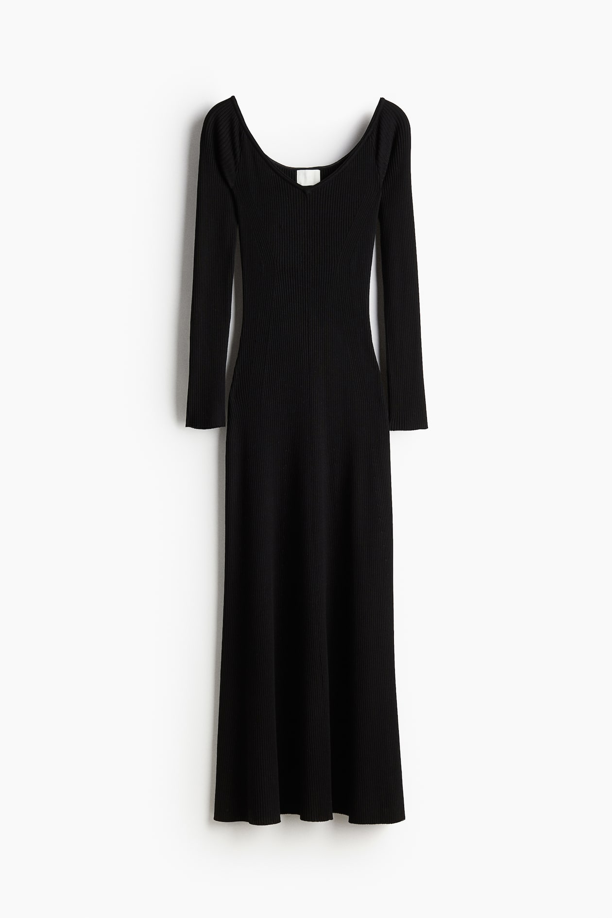 Rib-knit off-the-shoulder dress - Black - Ladies | H&M GB