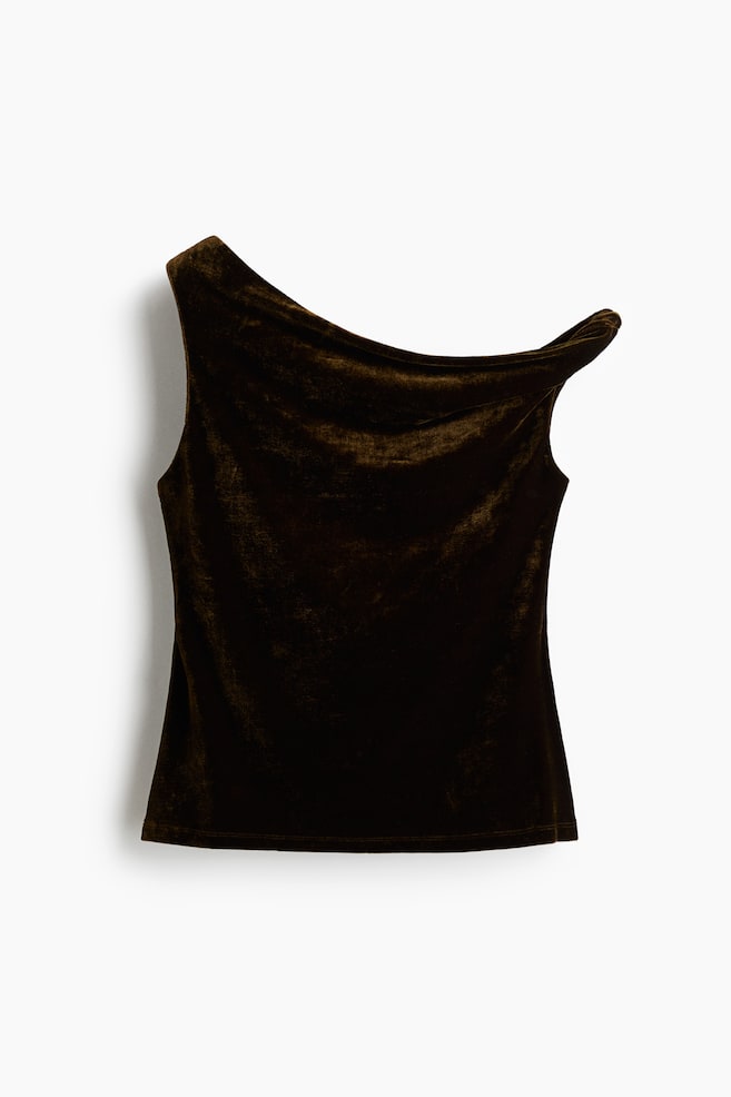 One-shouldertop - Donkergroen - 1