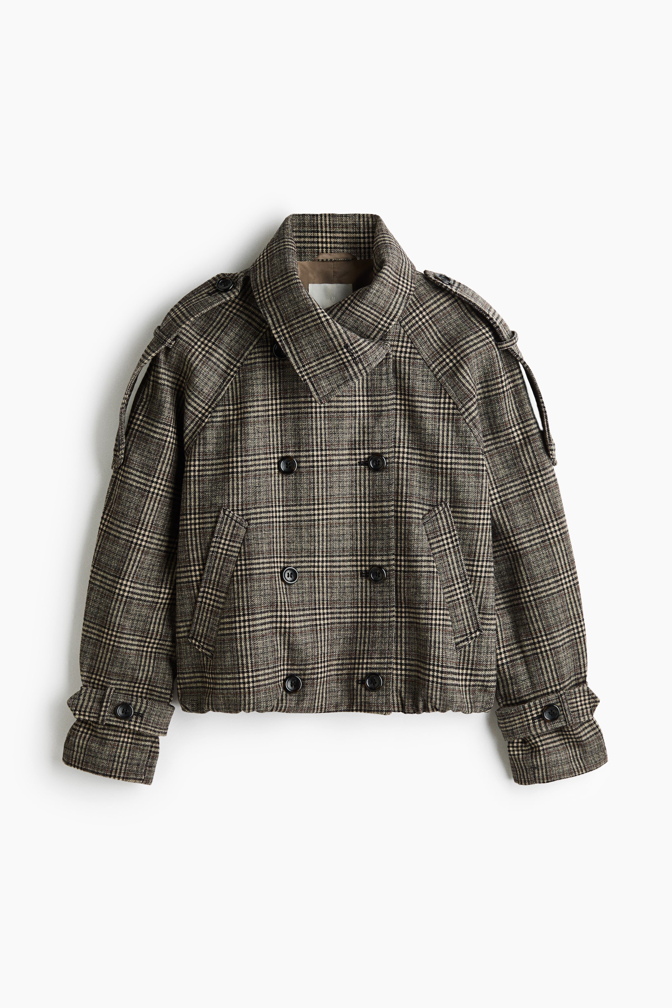 View larger image: Double-breasted wool-blend jacket - Dark brown/Checked - Ladies | H&M 1