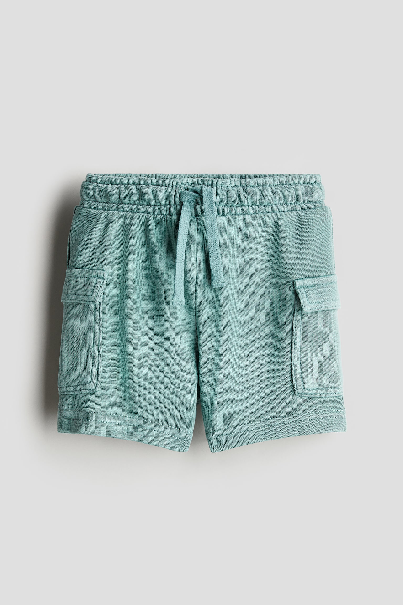 Washed Look Sweat Cargo Shorts - Turquoise/Brown/Dark grey - 1