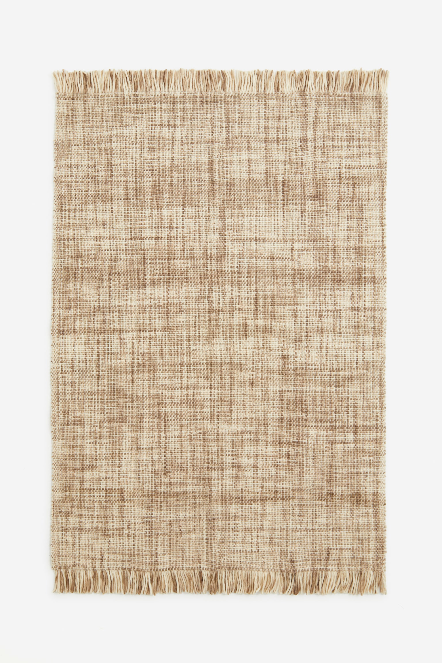 Fringed wool-blend rug - Beige/Light beige