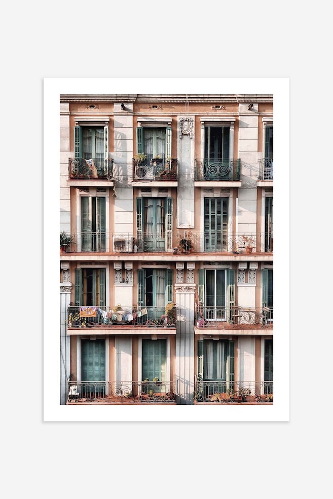 House In Barcelona Poster - Blau/grau/weiß - 1