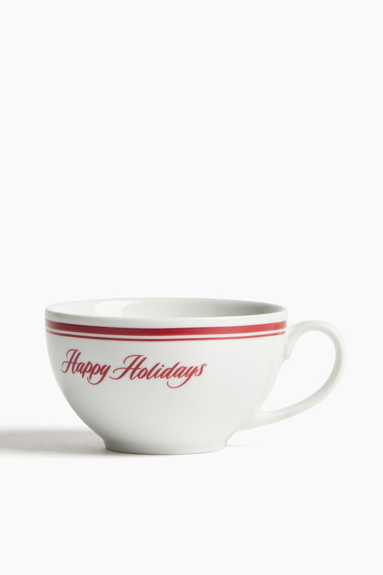 Tasse en porcelaine - Rouge/Happy Holidays - Home All | H&M FR