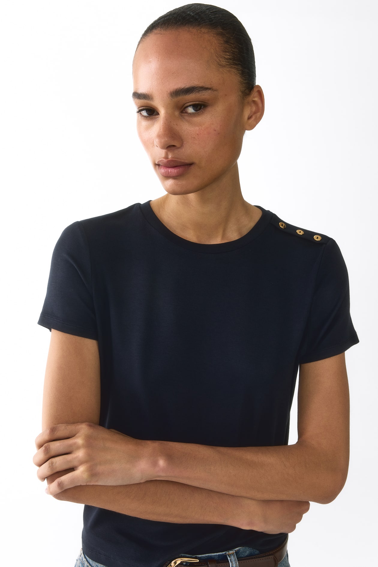 Button-Detail Viscose Top - image 4
