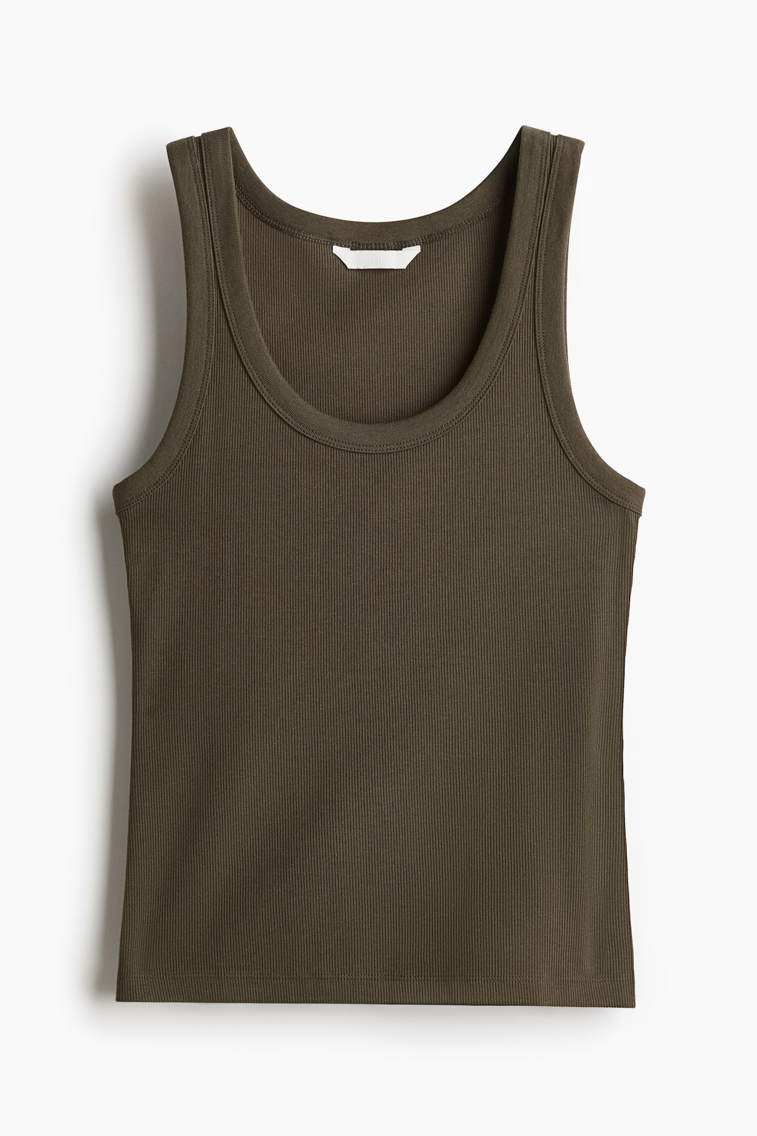 Ribbed vest top - Dark khaki green - 1