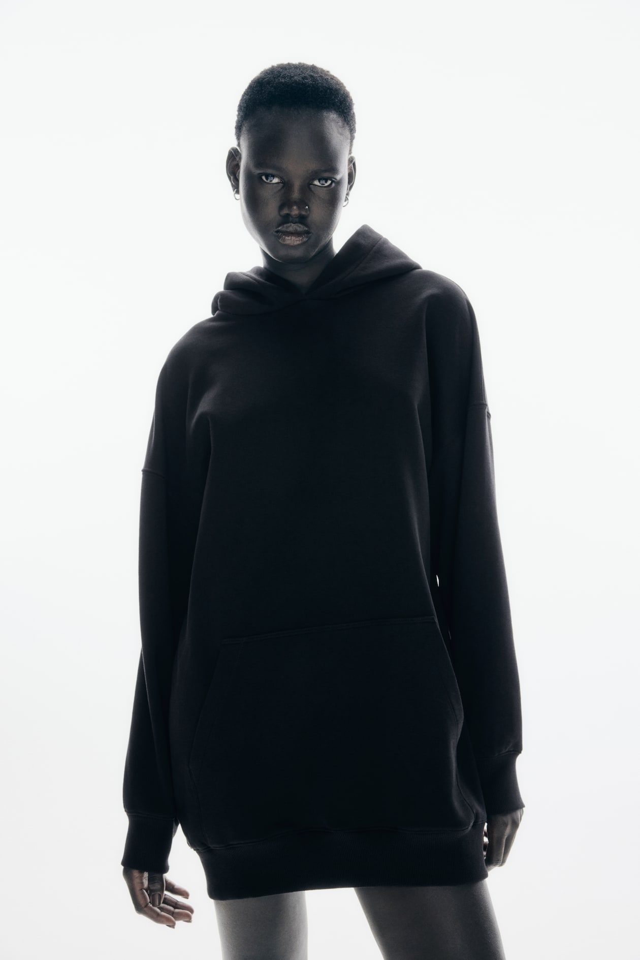 Sweat Femme Robe Sportswear A Capuche Robe Oversize à Capuche Noir - Main Image
