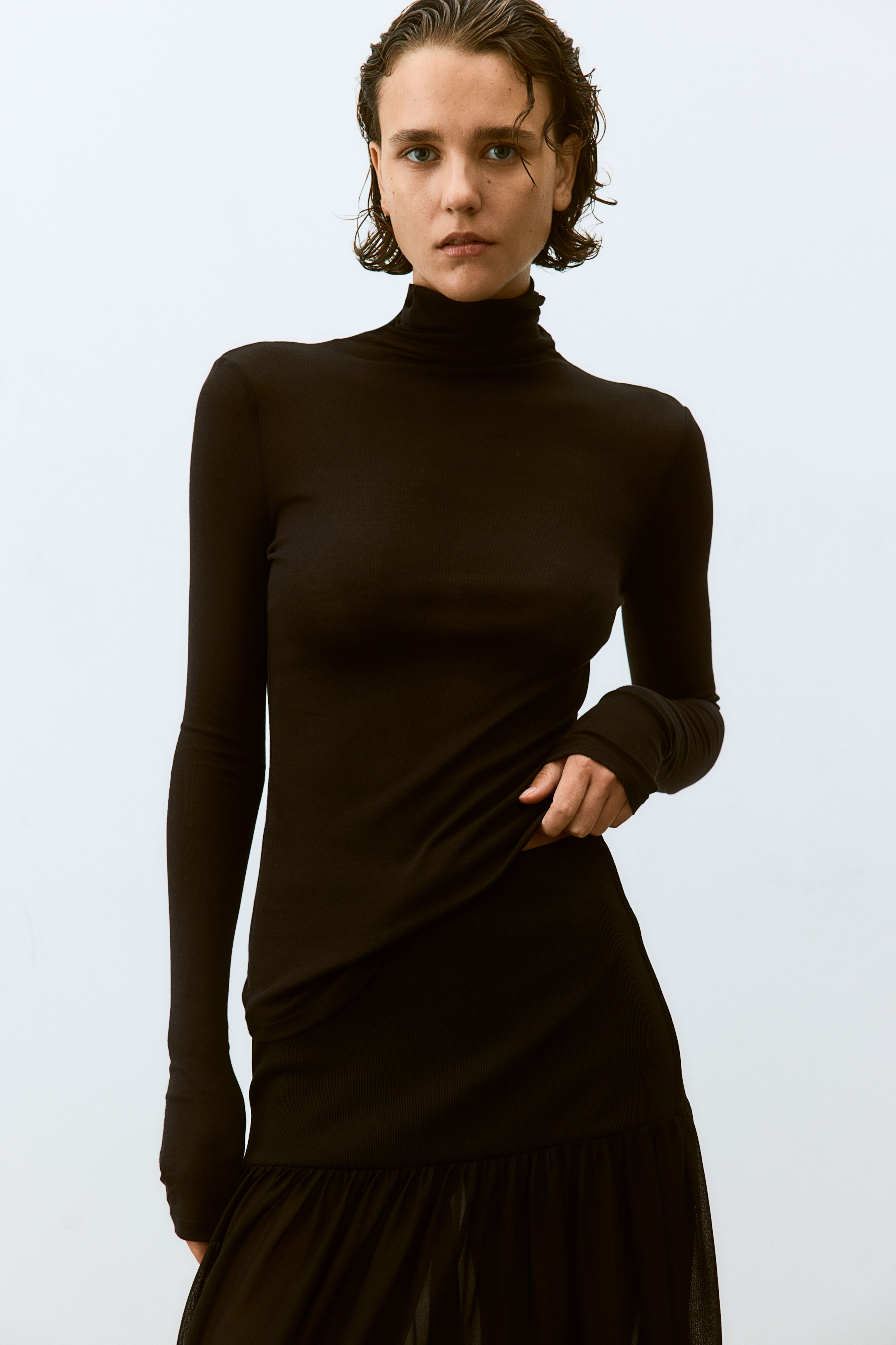 Pima cotton turtleneck top