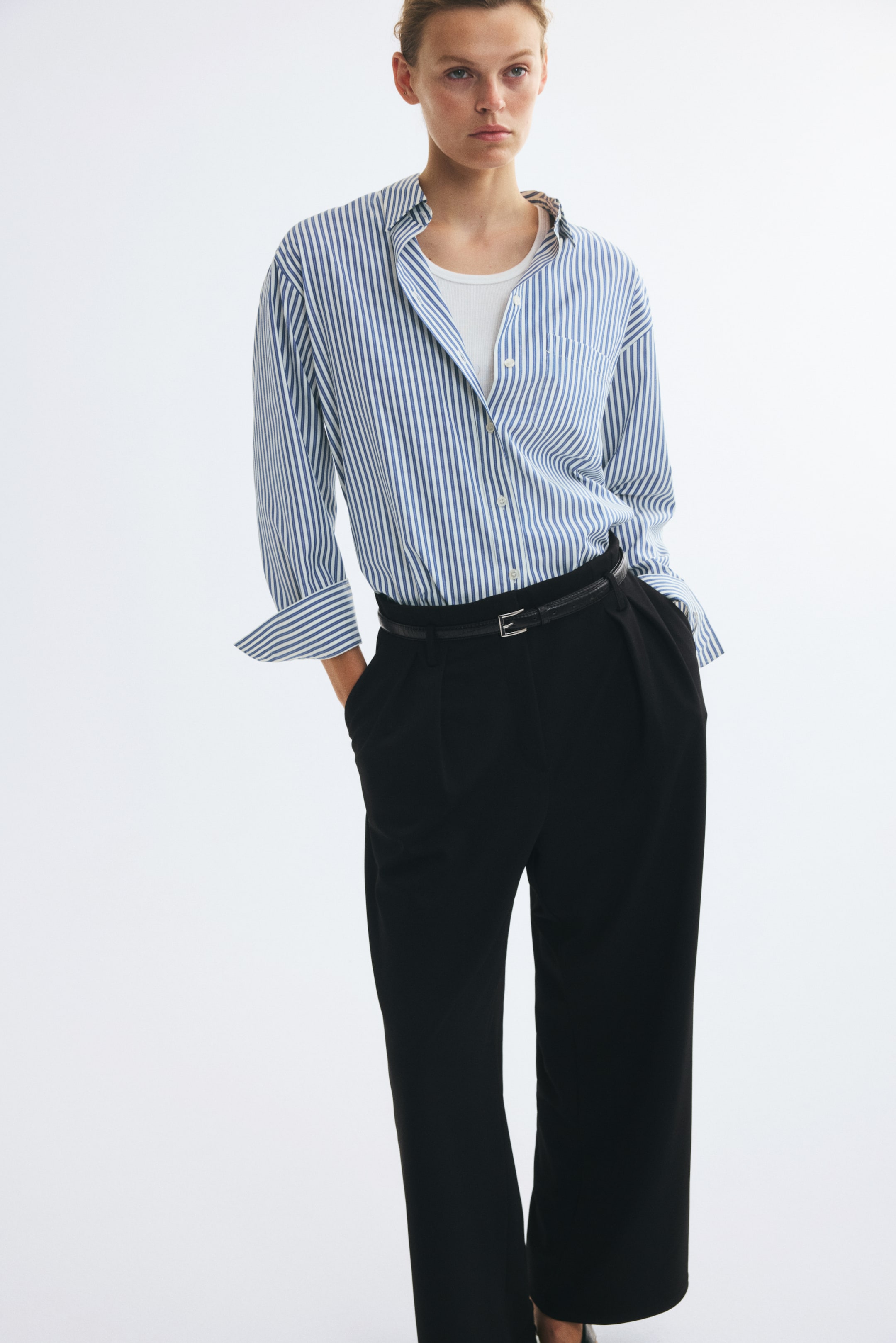 Wide-Leg Pants with Belt
