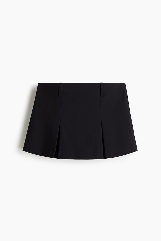 Pleated Mini Skort - Black/Beige - 1