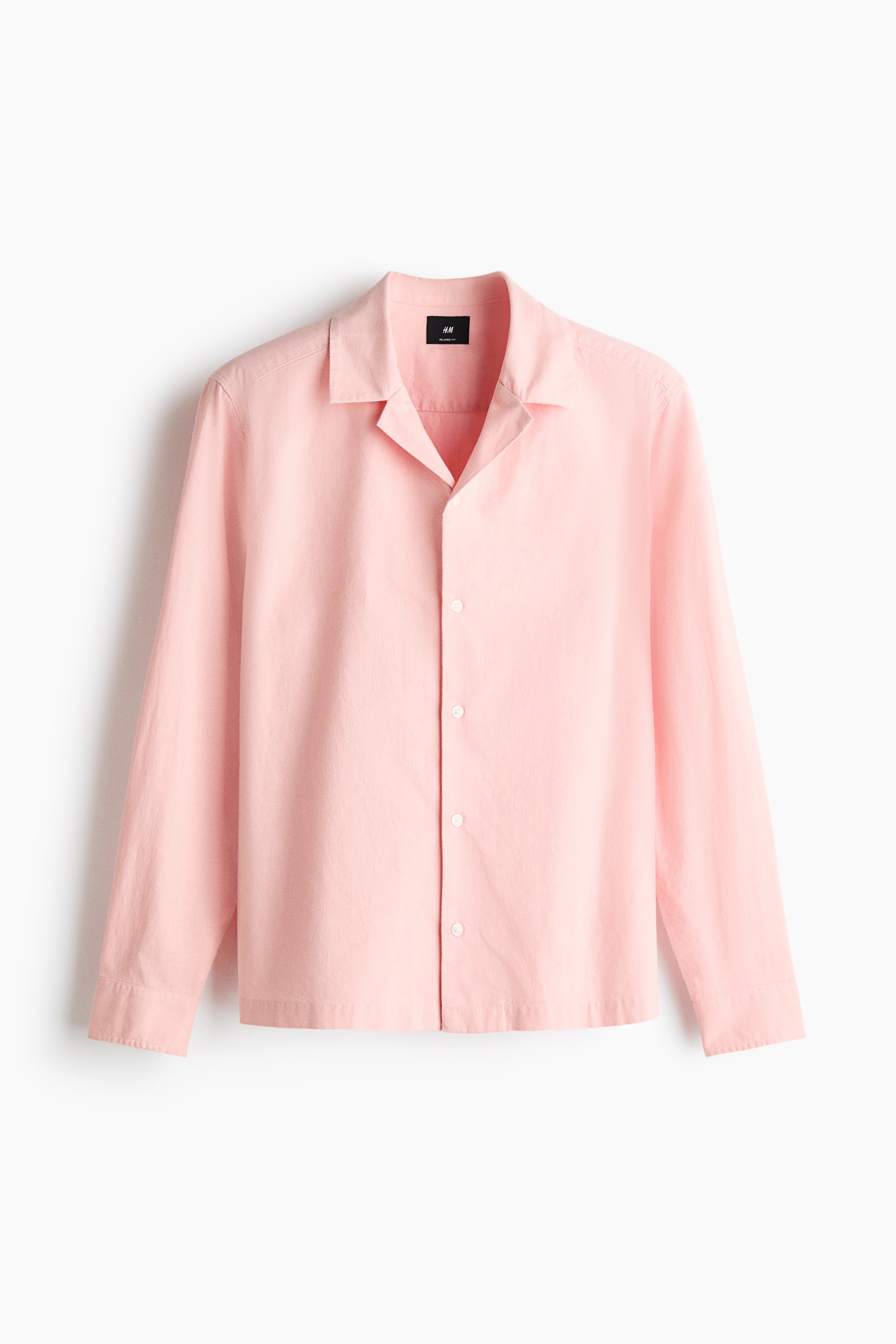 Relaxed Fit Linen-blend resort shirt - Light pink/Light yellow/Dark green/Dark brown
