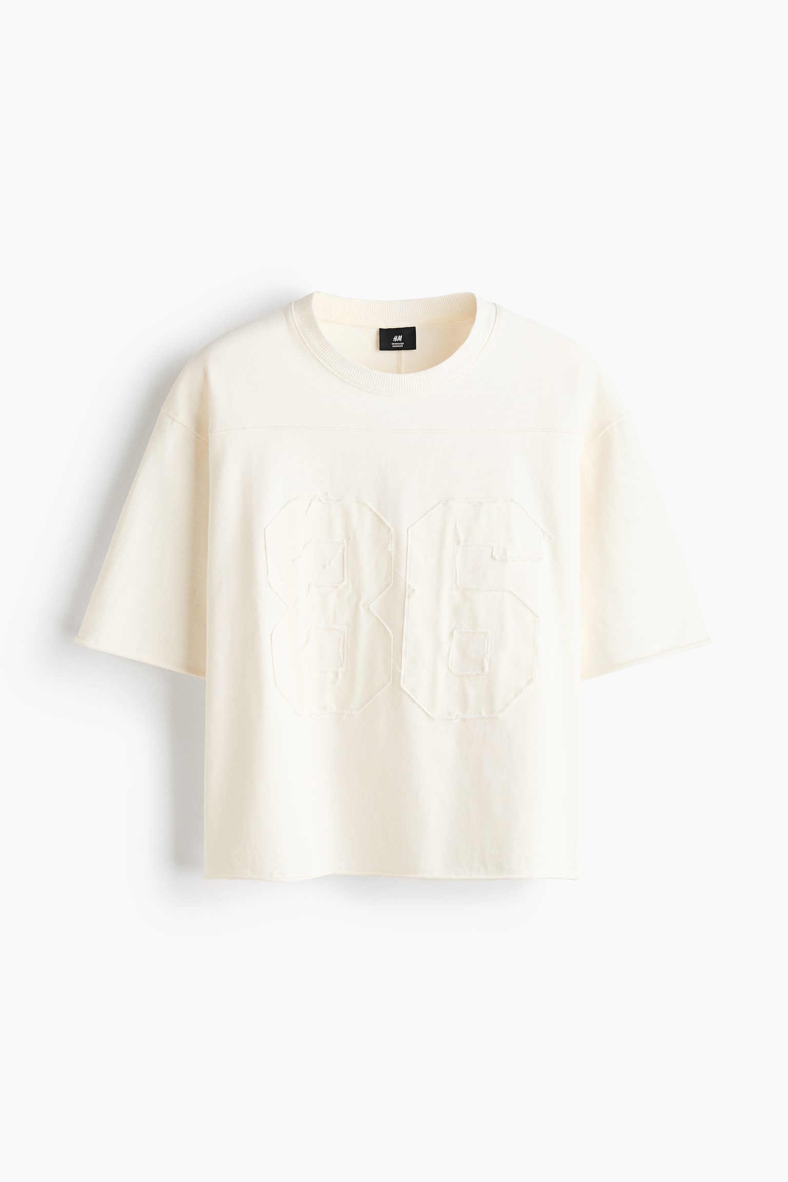 オーバーサイズフィット デザインコットンTシャツ - アイボリー／86/ブラック
