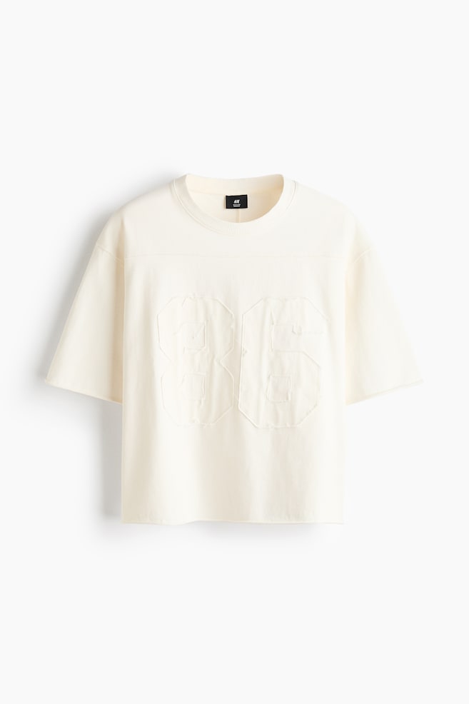 Oversized Motif-Detail Cotton T-Shirt - Ivory/86/Black - 1