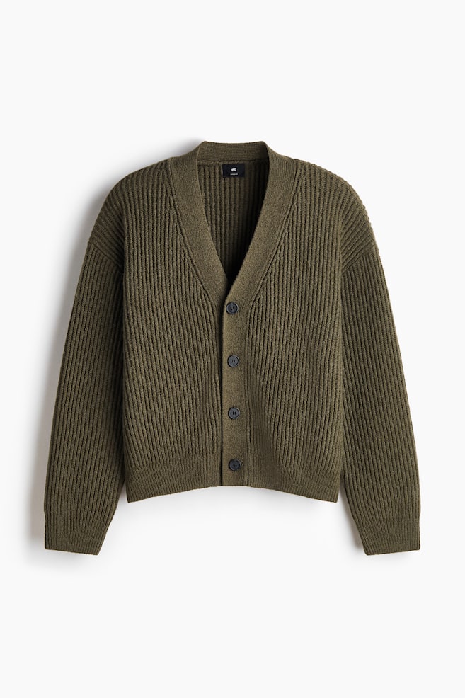 Gilet Loose Fit en maille côtelée - Vert kaki - 1