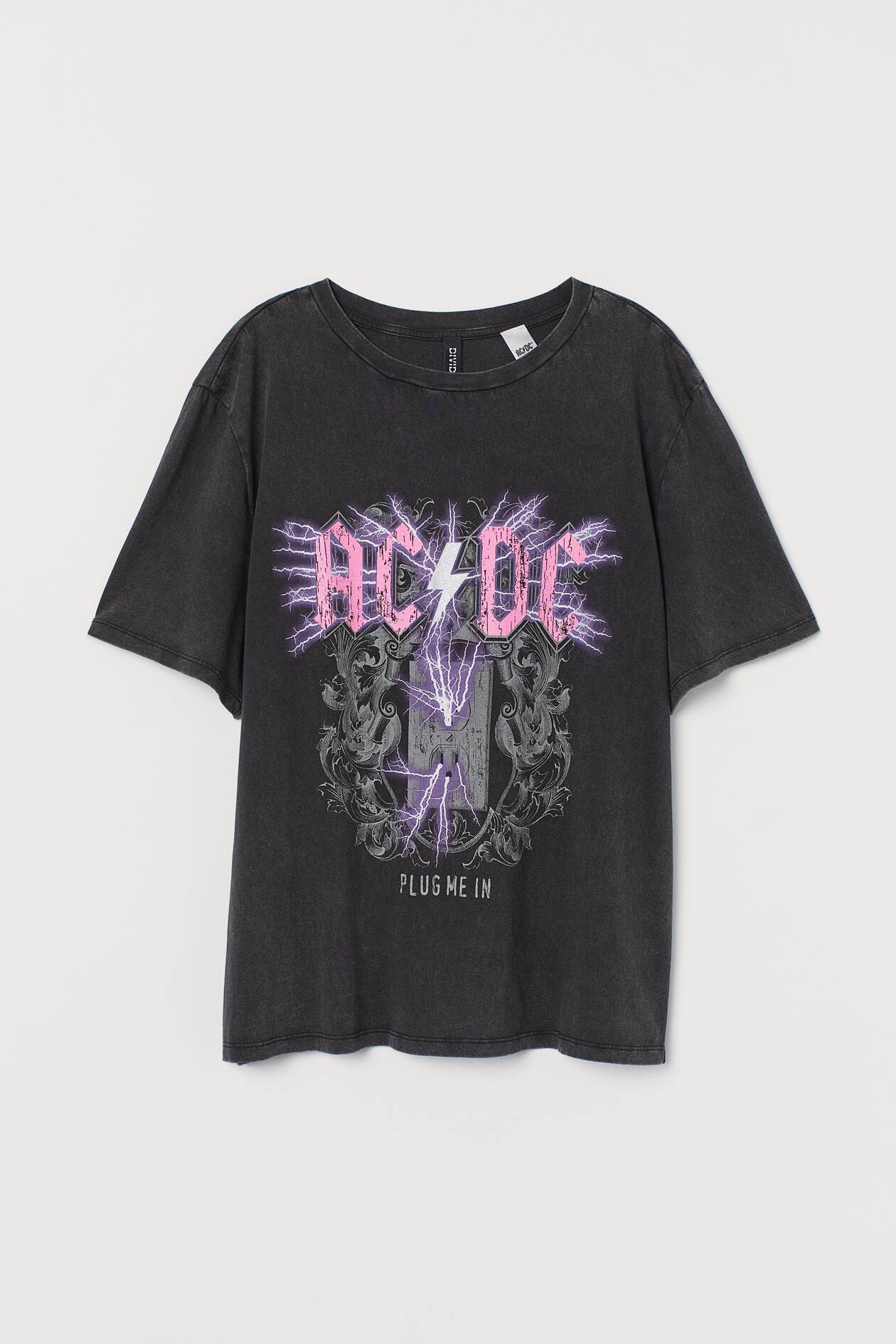 Bershka Acdc T Shirt T Shirt Acdc Femme T-shirt Manches Courtes