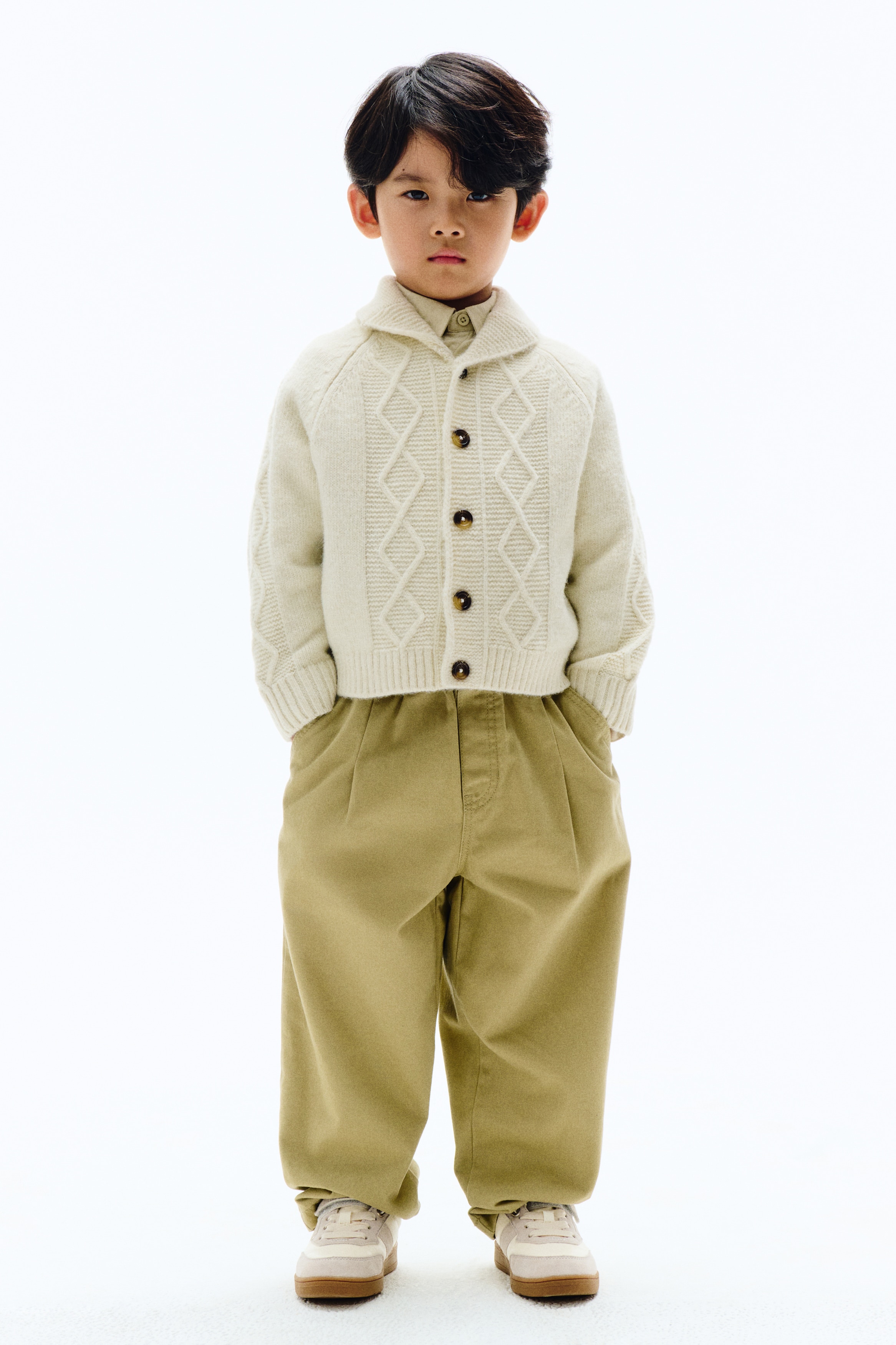 Cable-knit cardigan - Light beige