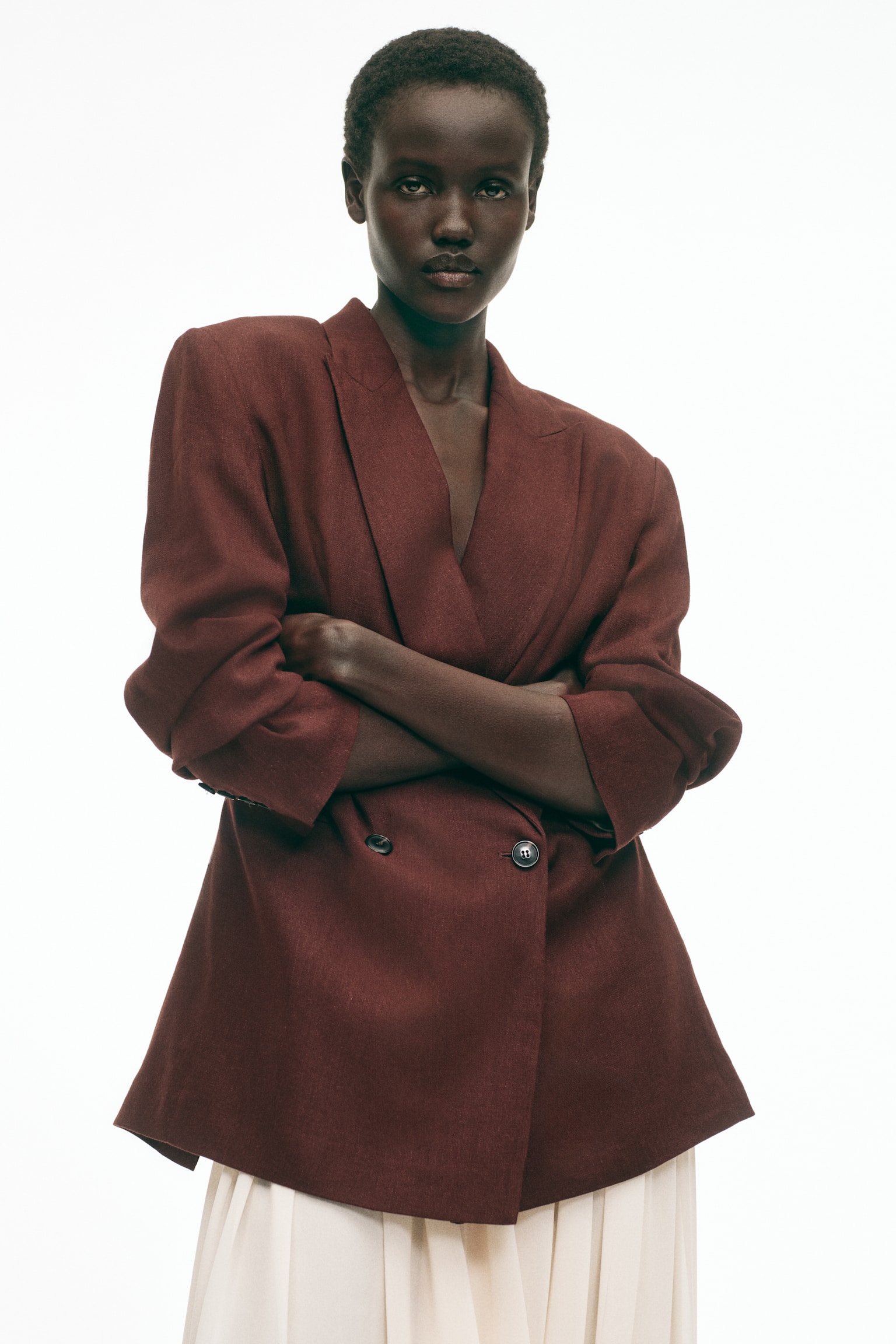 בלייזר מתערובת פשתן - חום חלודה כהה - 6