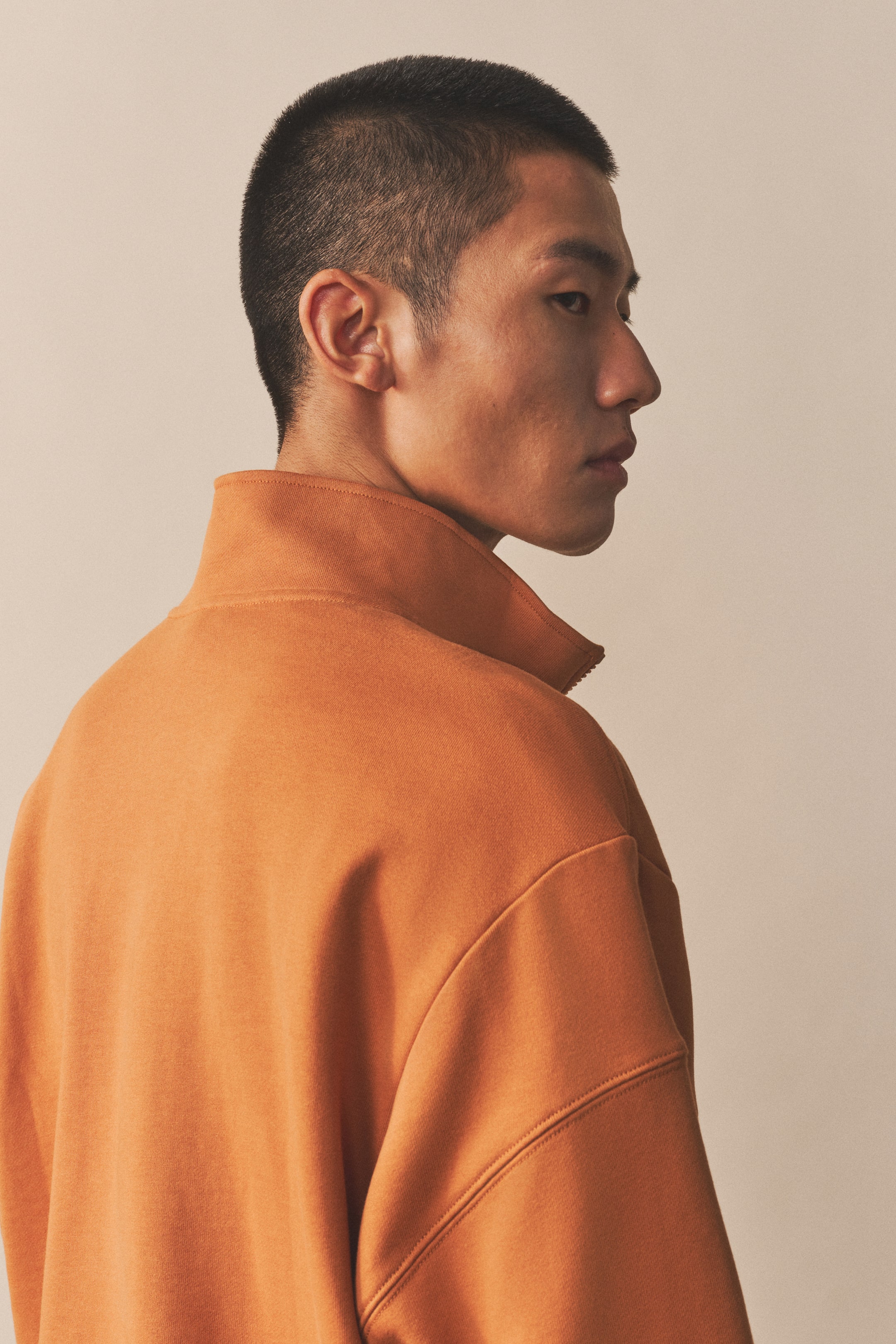 拡大画像を表示: ルーズフィット ハーフジップトップス - Dark orange/Only Speak - Men | H&M JP 3