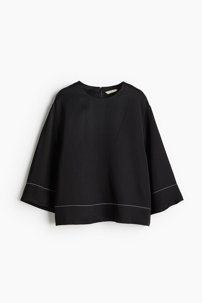 Camicetta in misto lino - Nero - 1