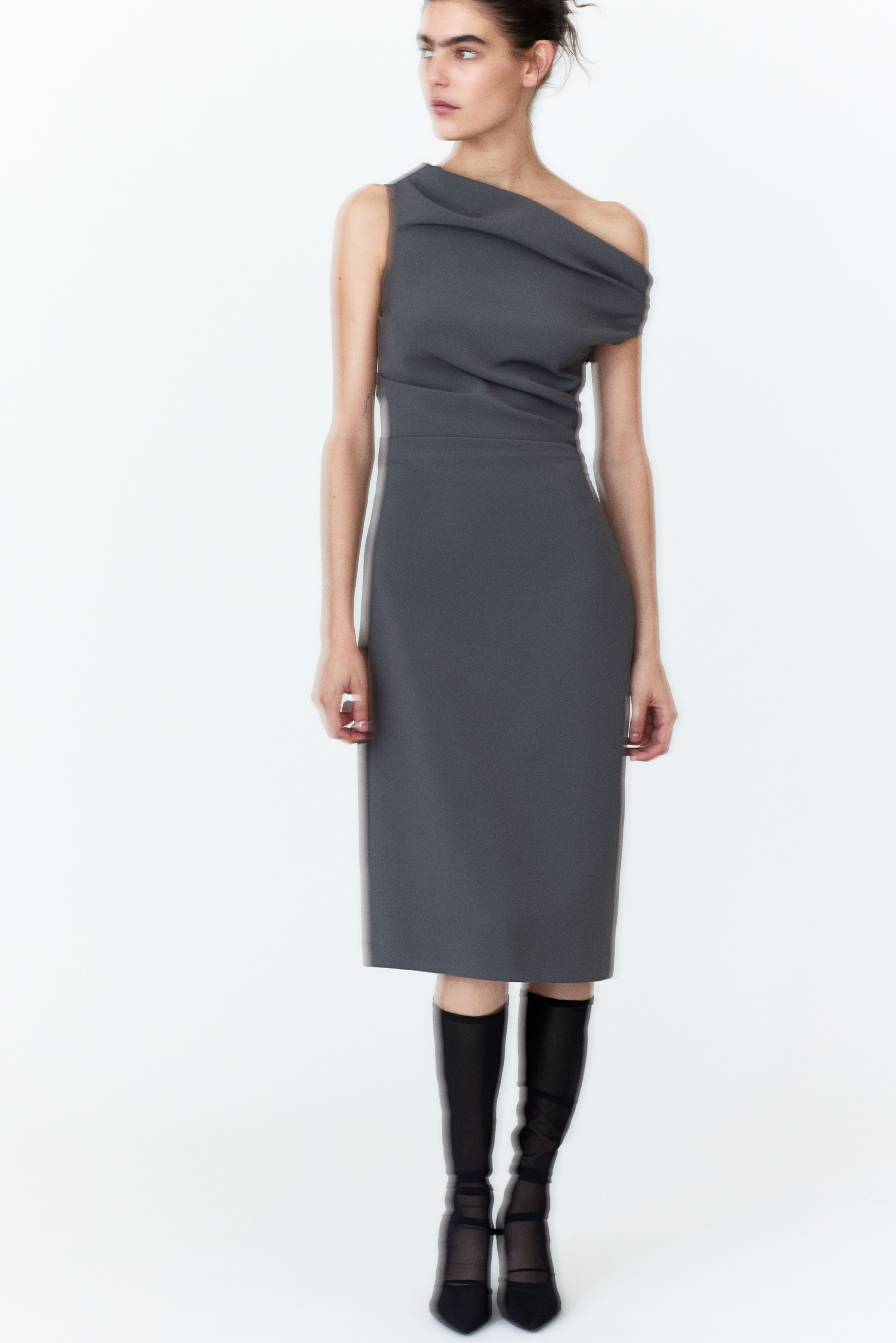 draped twill dress