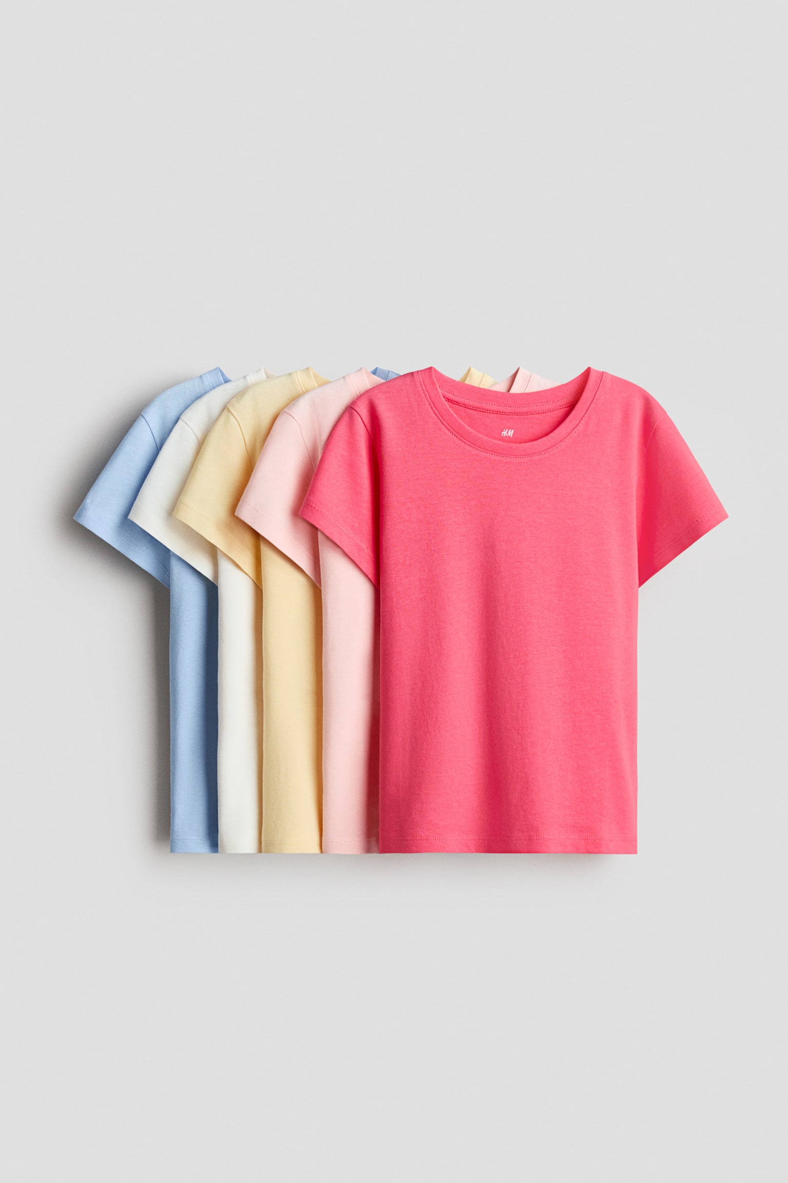 5-Pack T-Shirts - Light dusty blue/coral pink/Light pink/hearts/Pink/white/beige/Pink/white/Light pink/hearts/Light pink/cherries/Light purple/light green/Purple/beige/green/Apricot/mint green/pink/Light pink/cherries/White/polka dot/Dark gray/leopard print