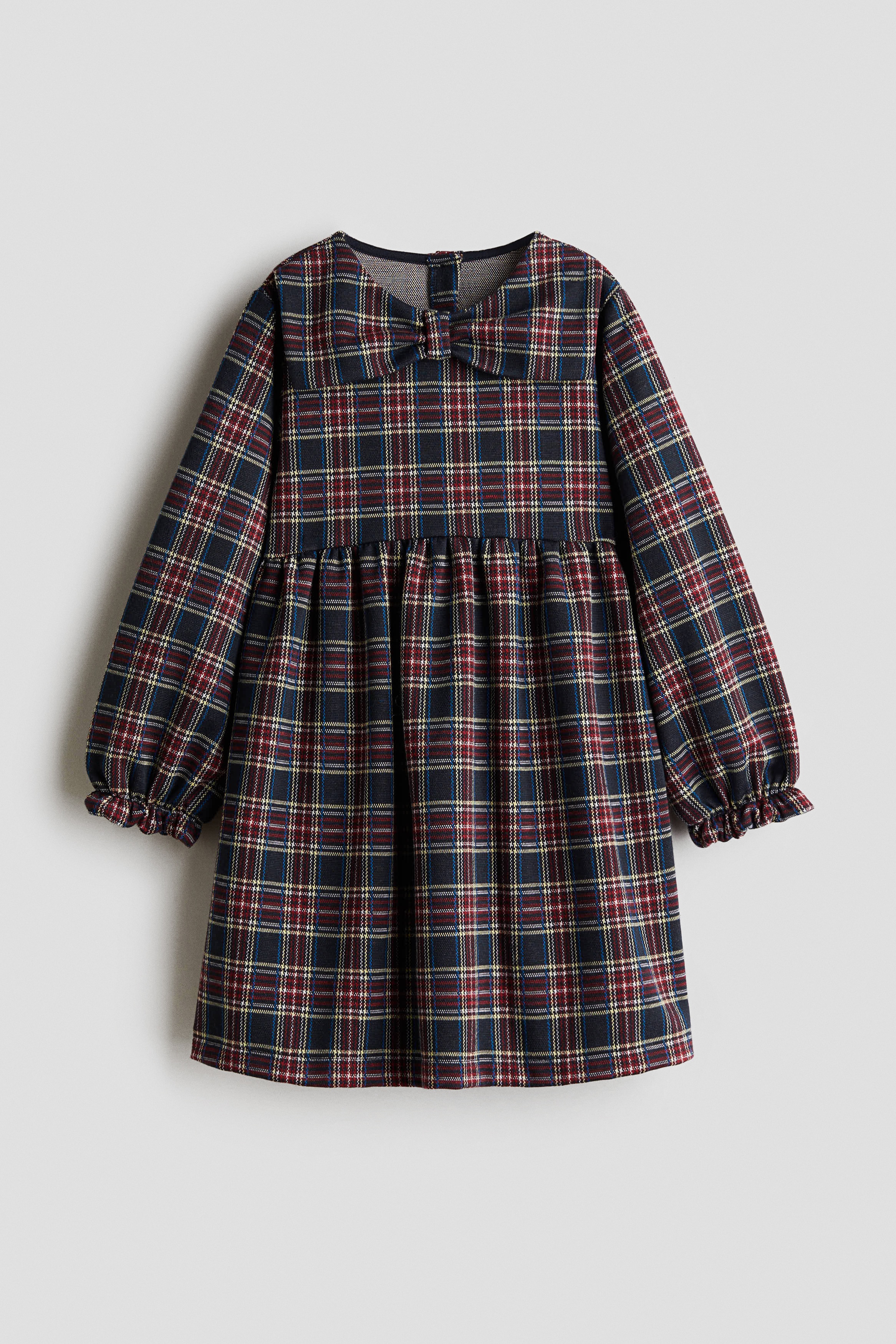 Kockás dzsörzéruha - Sötétkék/kockás