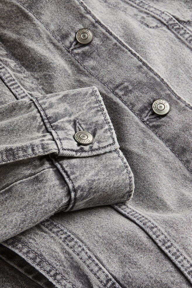 Oversized jeansjacka - Ljusgrå - 2