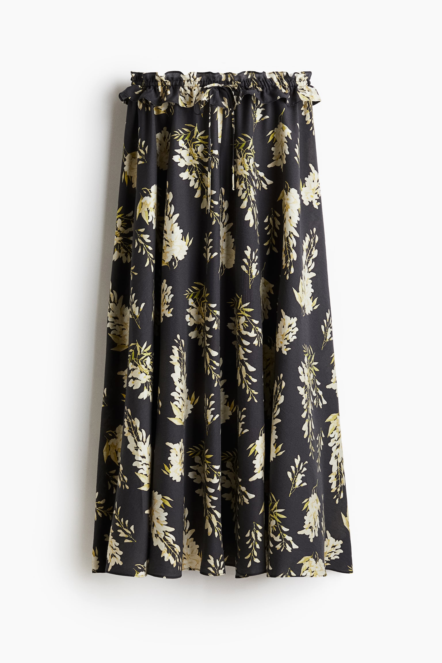 Женская юбка H&M Ruffle-Trimmed Maxi, цвет: Чёрный / С принтом — фото 1