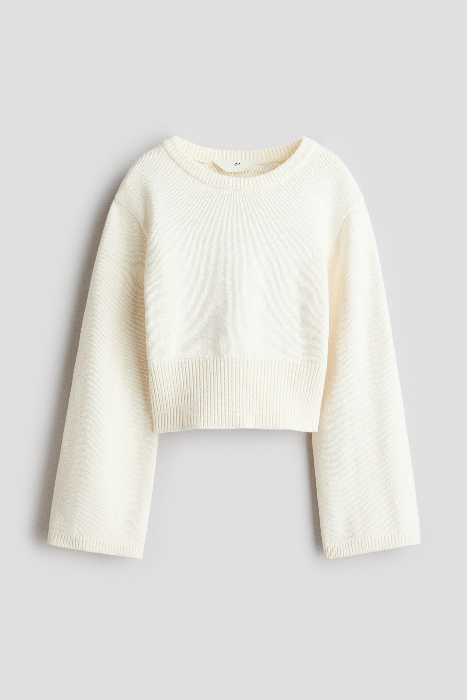 Fine-knit jumper - Ivory/Light dusty blue