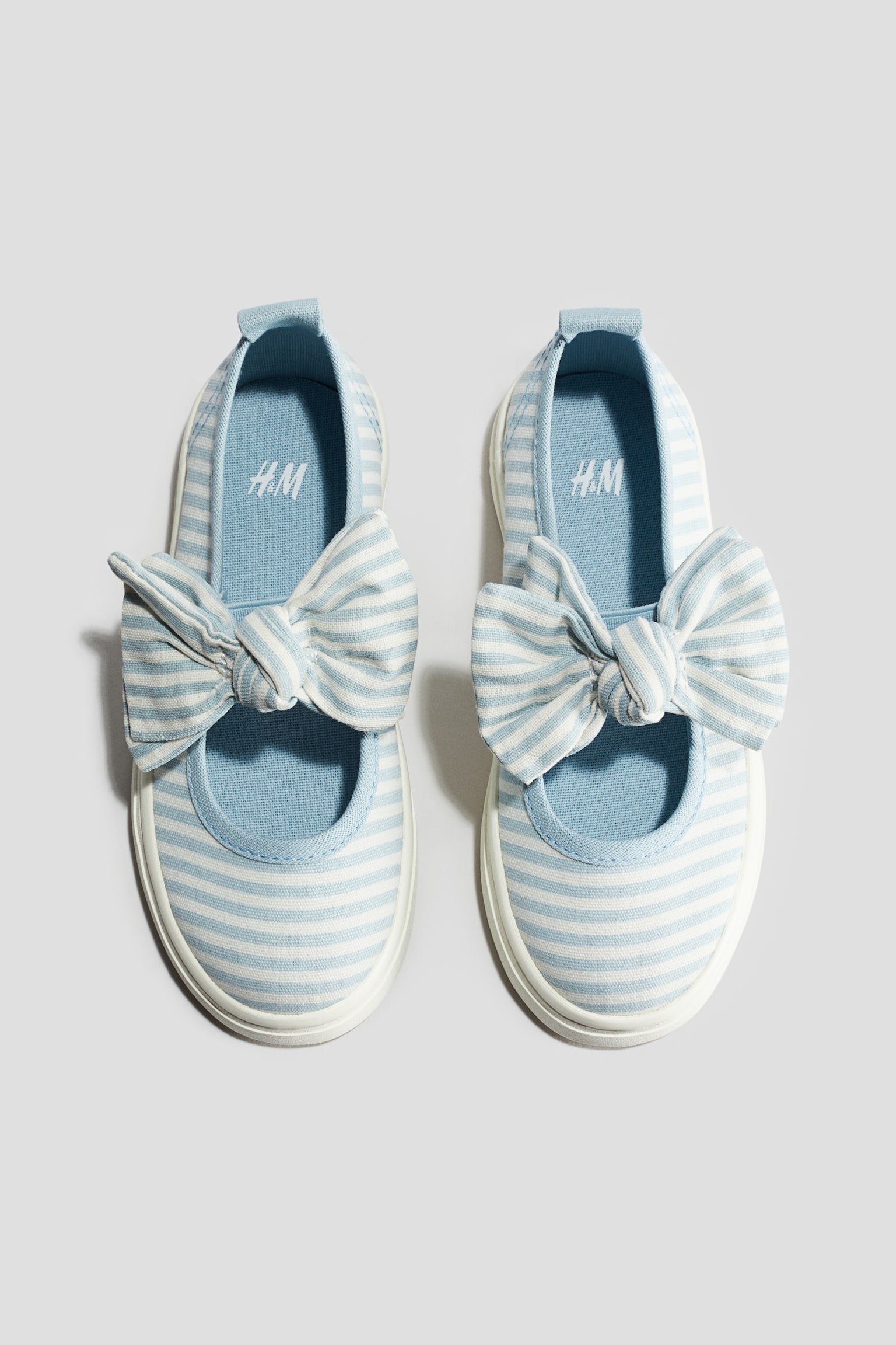 Bow-detail ballerina trainers - Light blue/Striped/White/Lemons - 3