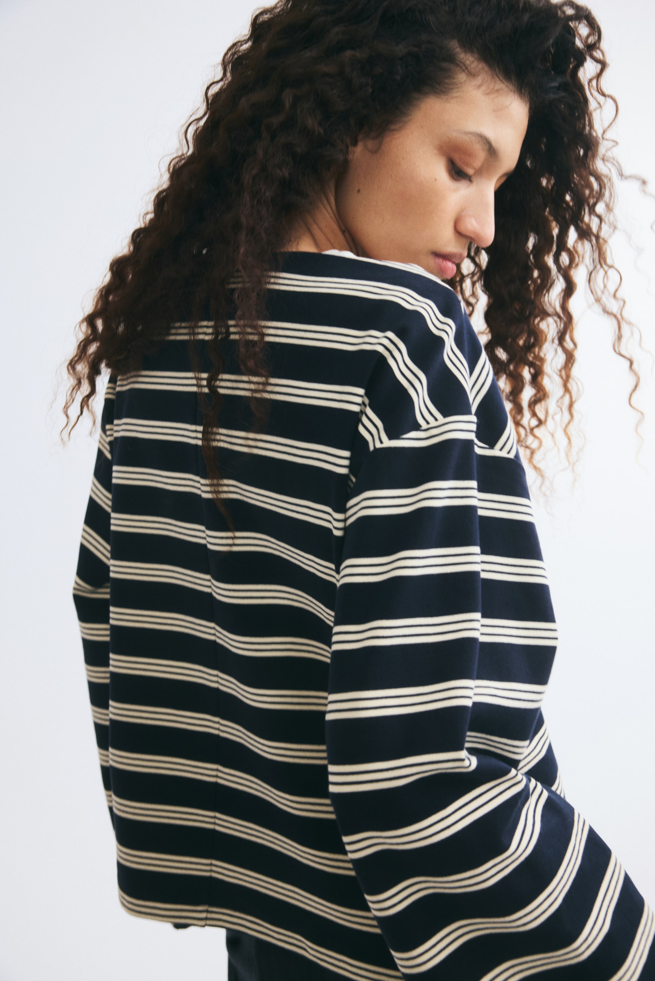 Long-Sleeved Boat-Neck Top