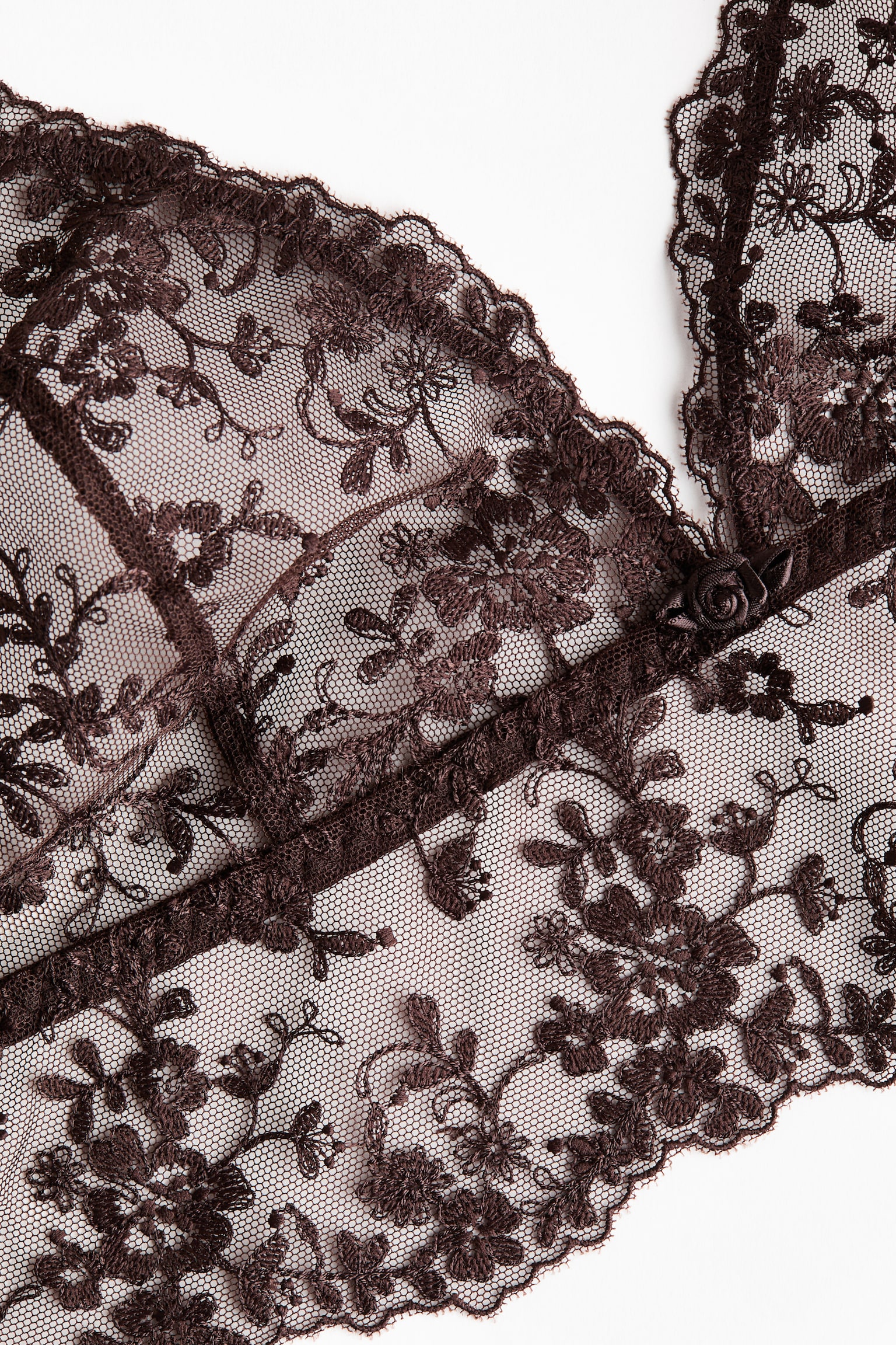 Embroidered bralette - Dark brown - 2