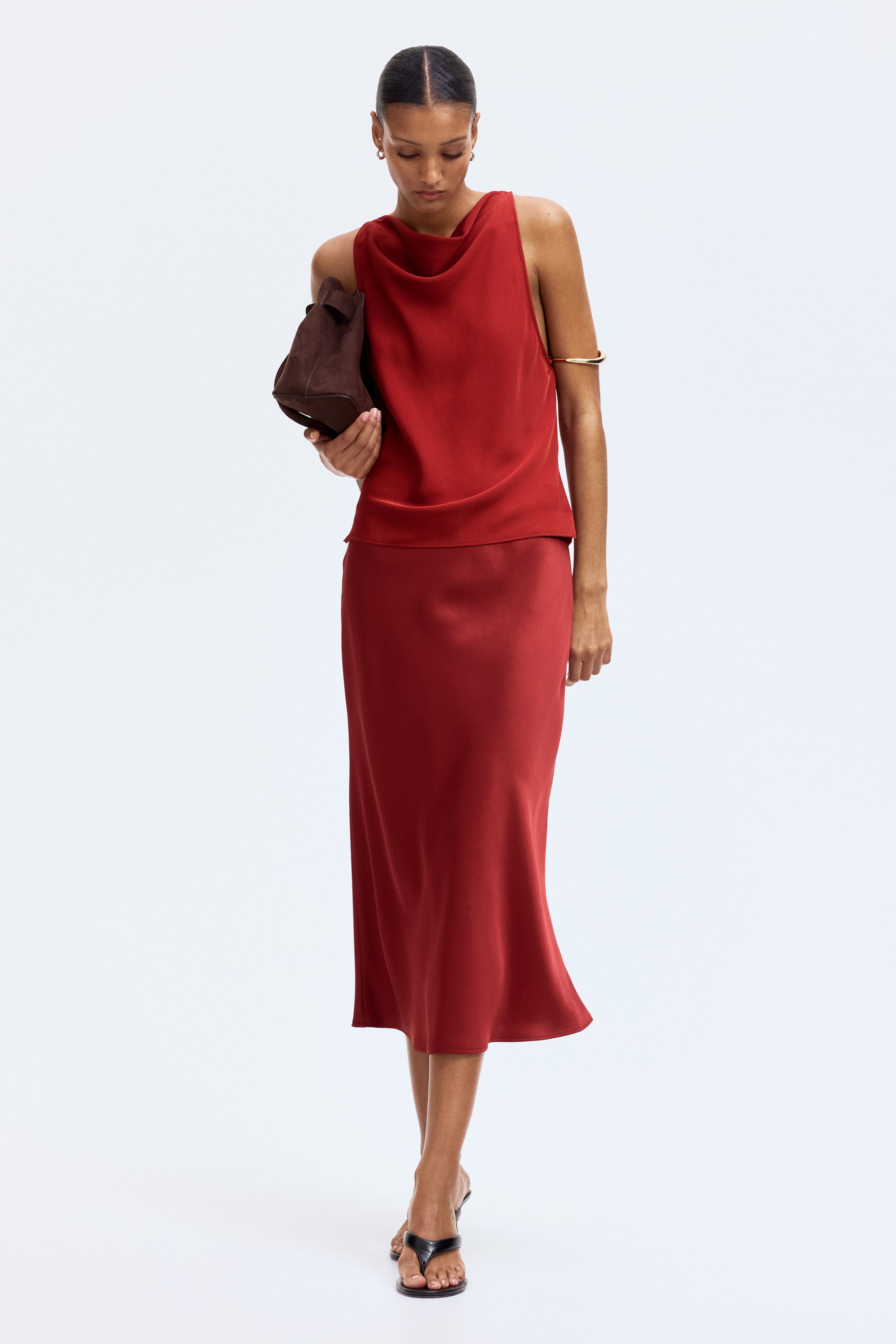 View larger image: Cowl-neck satin top - Red - Ladies | H&M IN 2