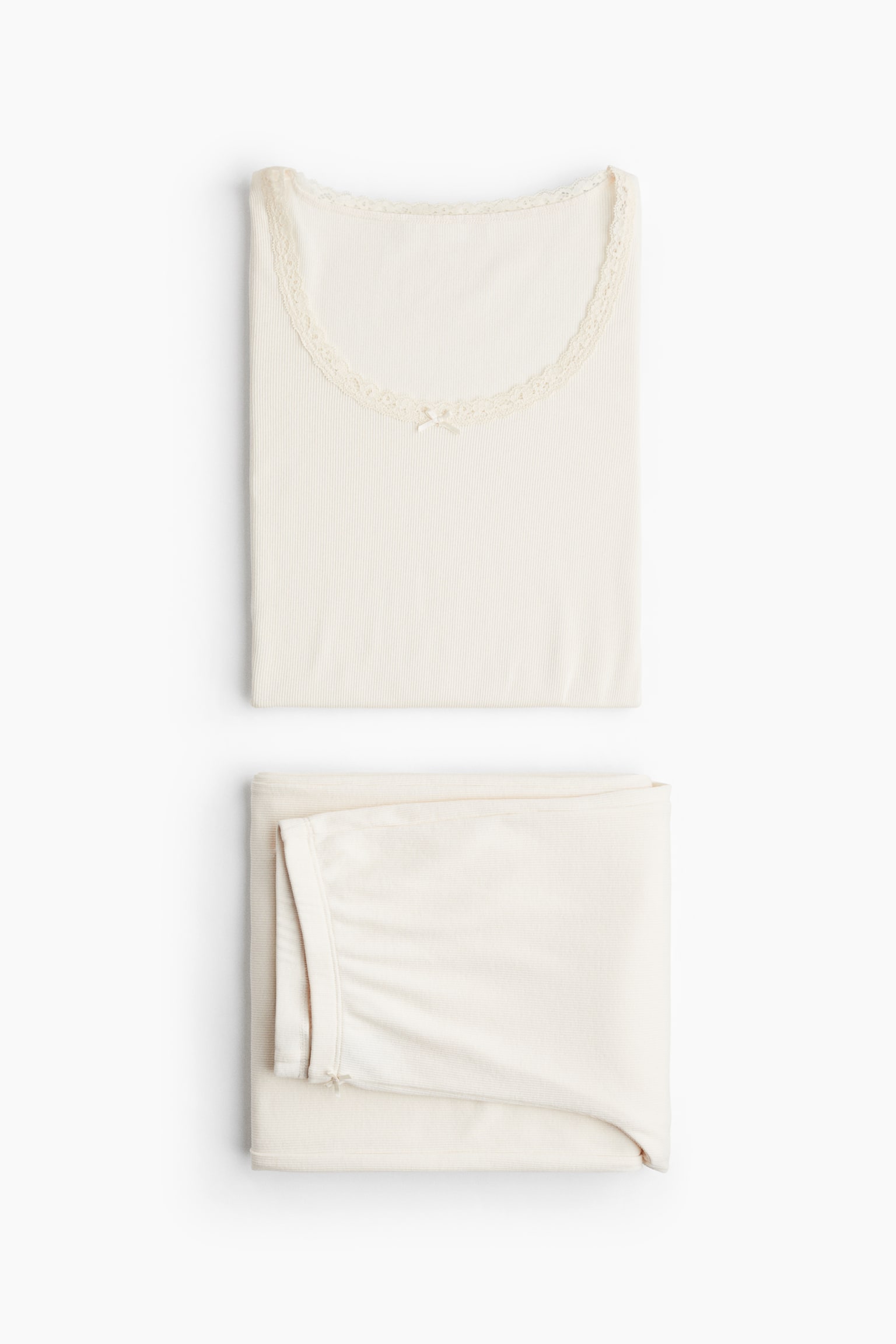 Пижама, в рубчик — H&M, цвет: Кремовый — фото 2