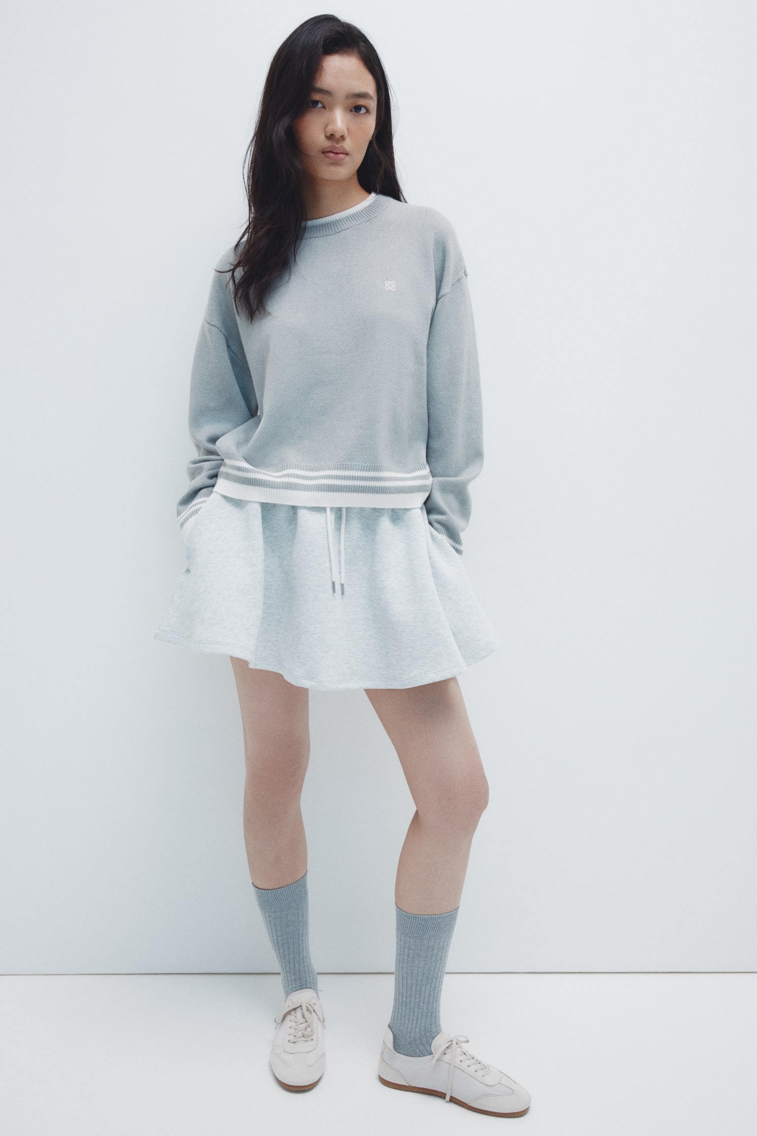 Layered-look jumper - 라이트 그레이/다크 그레이 - 1