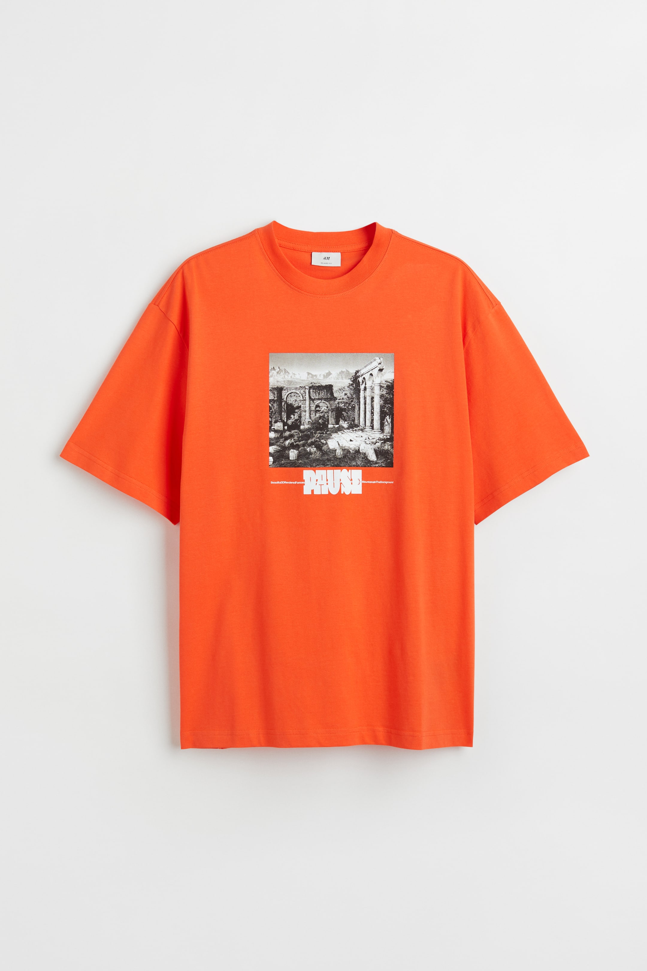 View larger image: Loose Fit Printed T-shirt - Orange/Pause - Men | H&M IN 1