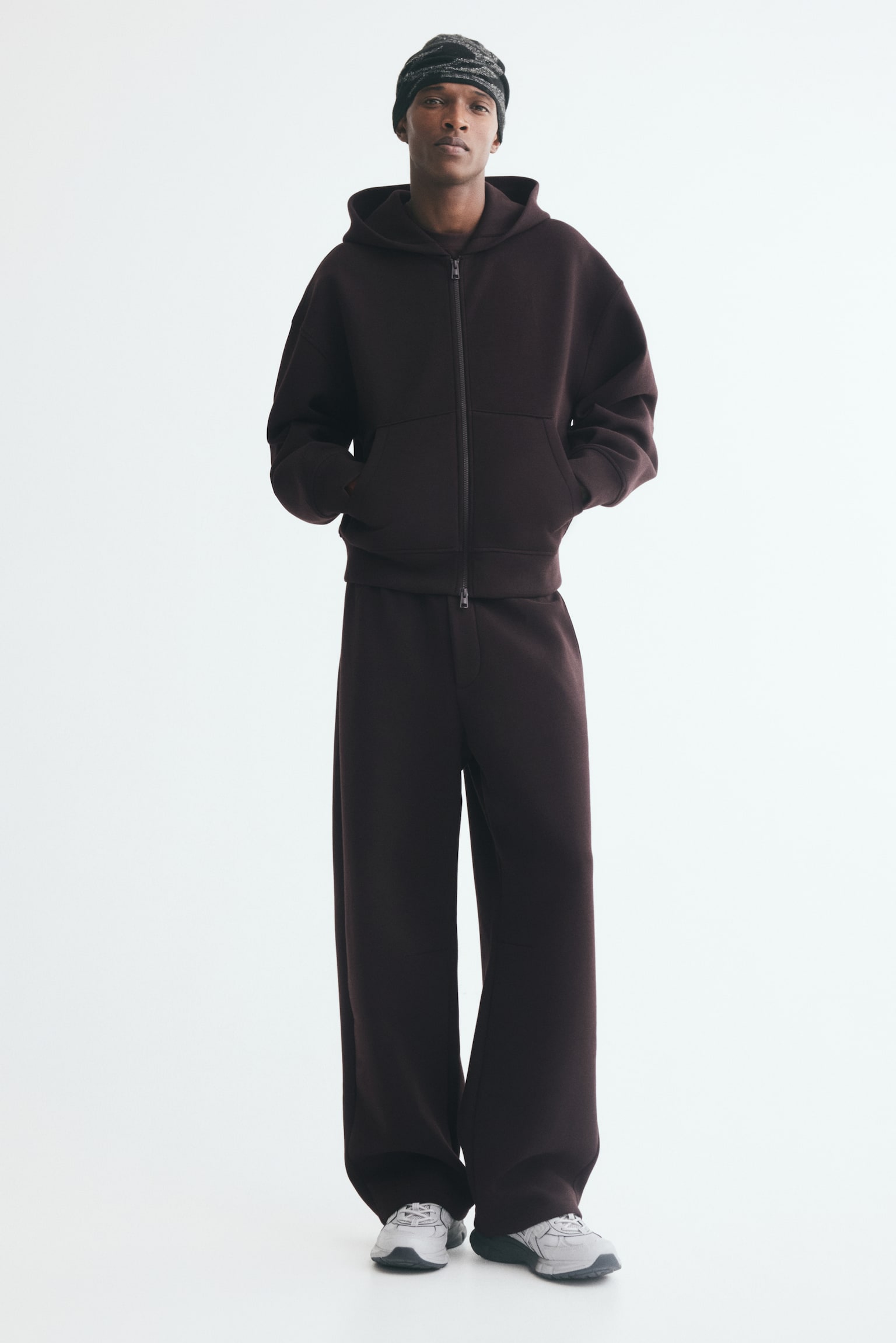 Мужская куртка H&M Relaxed-Fit Hooded Scuba, цвет: Тёмный коричневый — фото 5