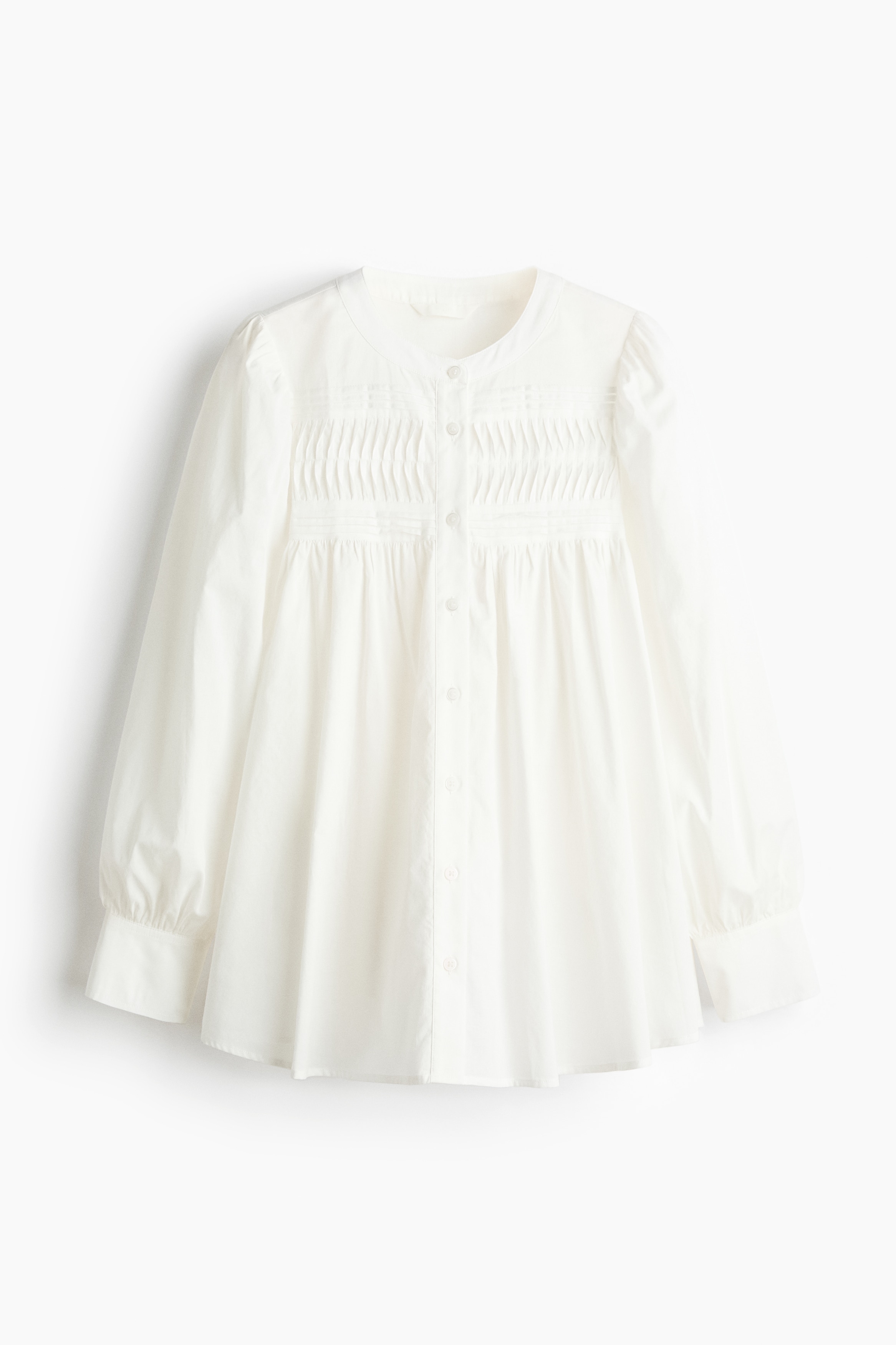 プリーツブラウス - ホワイト/ブラック