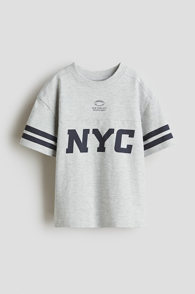 Printed cotton T-shirt - Light grey marl/NYC - 1