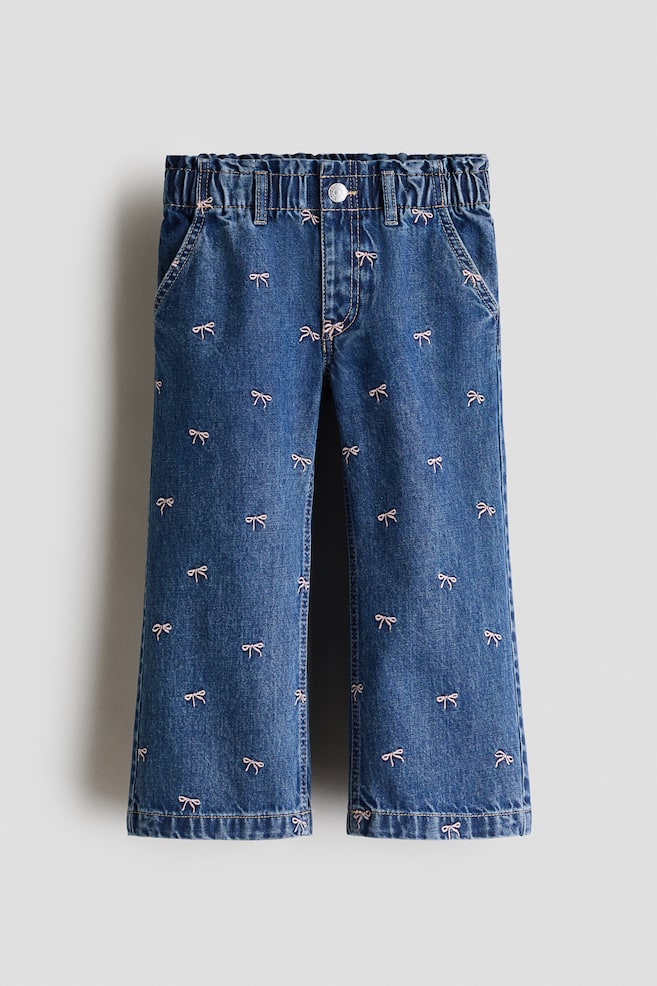 Wide Leg Paper bag jeans - Denim blue/Bows/Denim blue/Hearts/Light denim blue/Cherries - 1